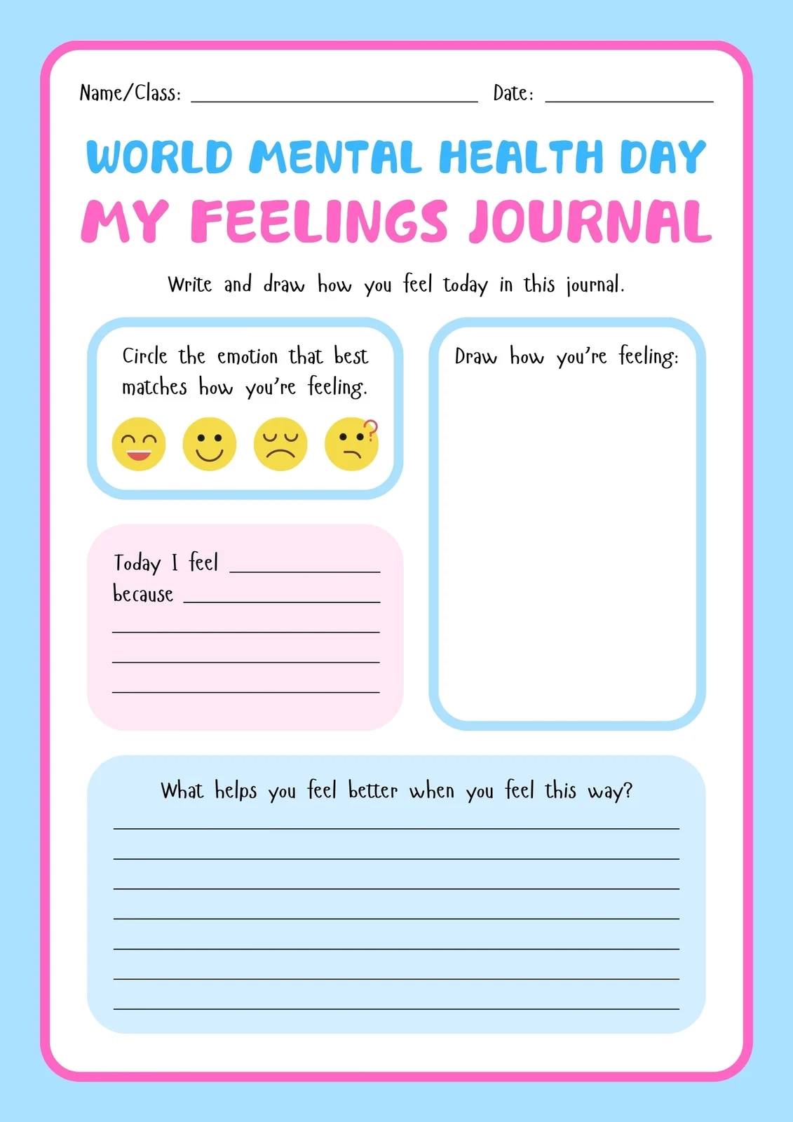 Free Printable Health And Wellness Worksheets