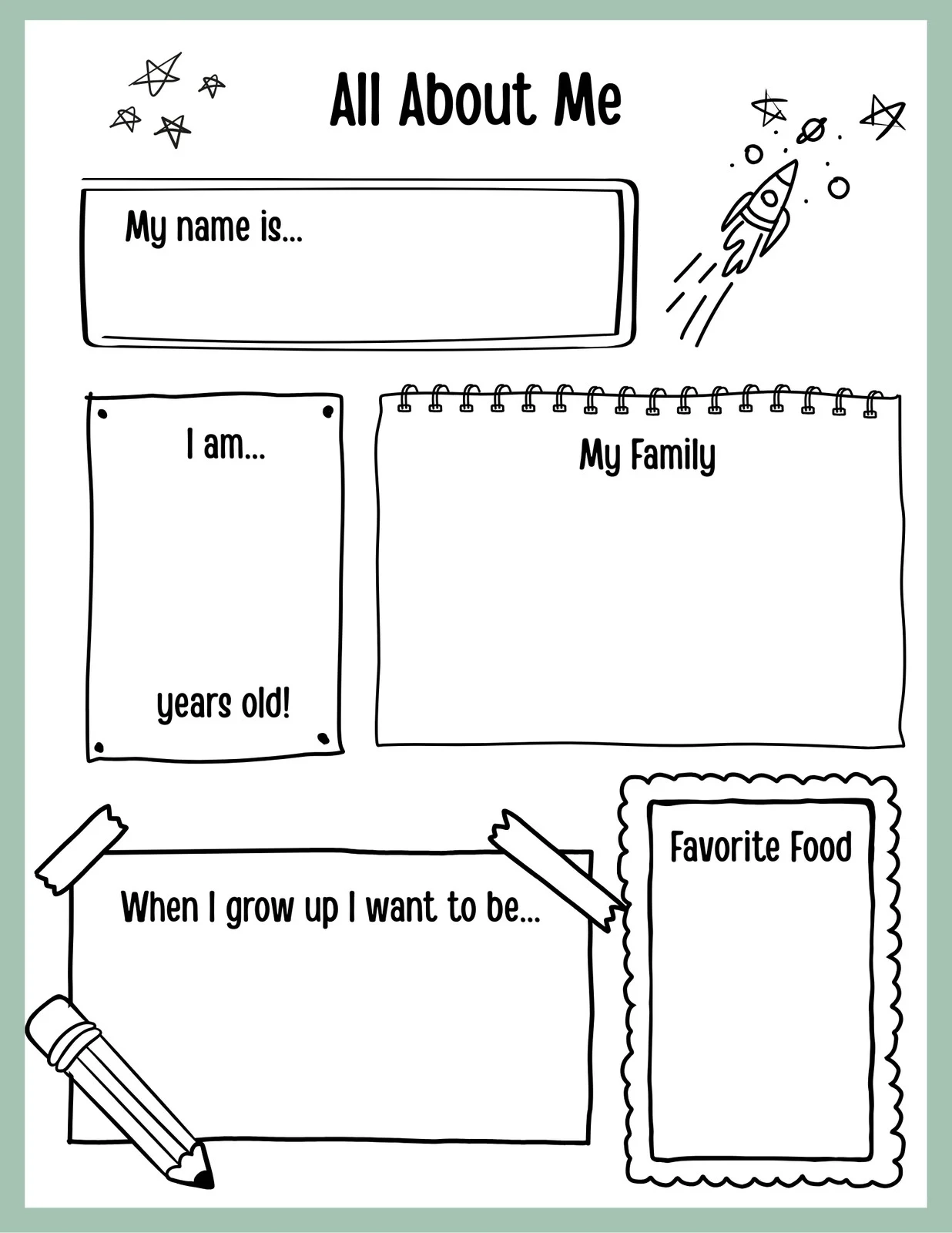 All About Me Worksheet Preschool Printable