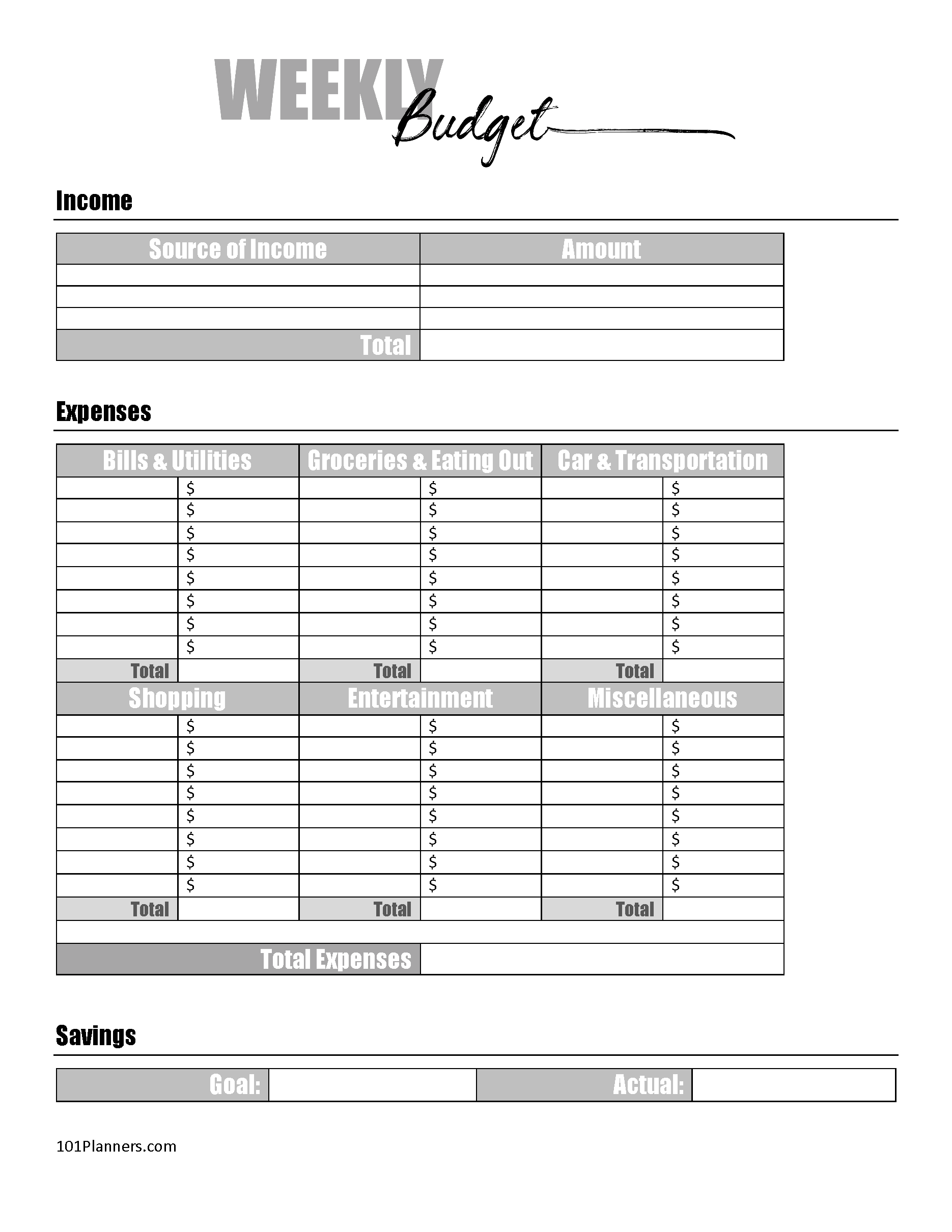 Free Printable Budget By Paycheck Worksheets