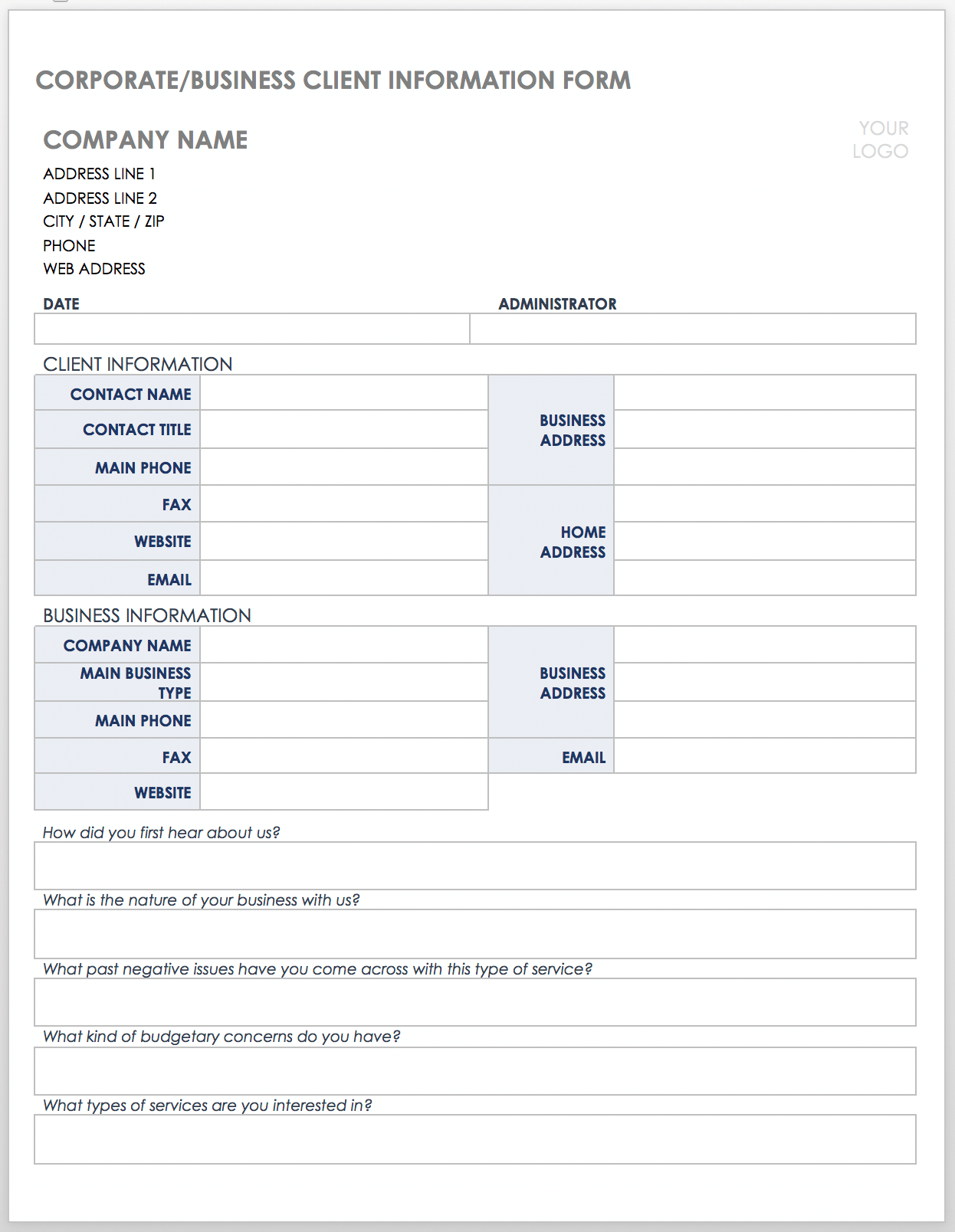 Free Client Information Forms amp Templates Smartsheet