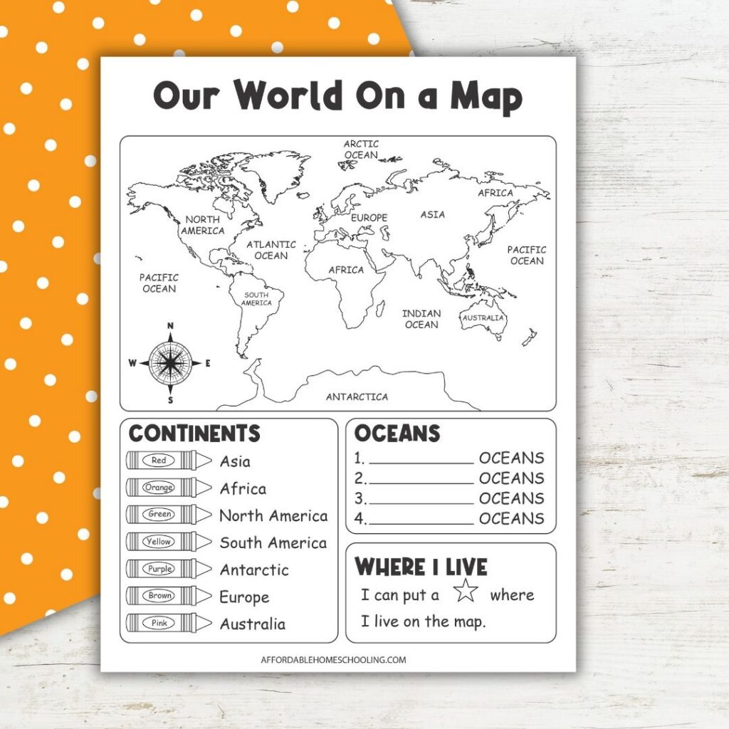 Continents And Oceans Printable Worksheets