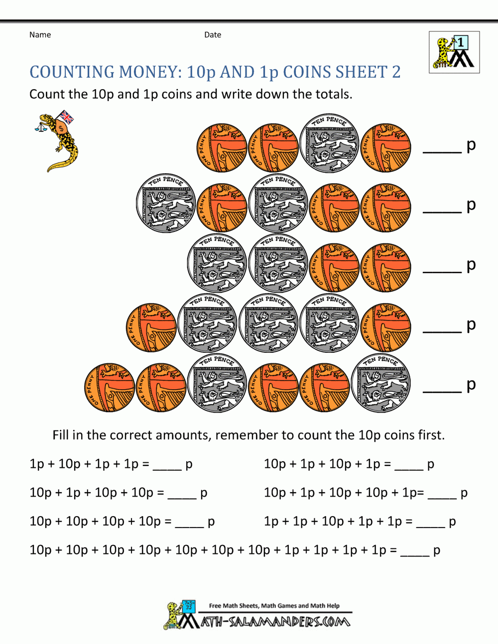Money Worksheets Printable Uk