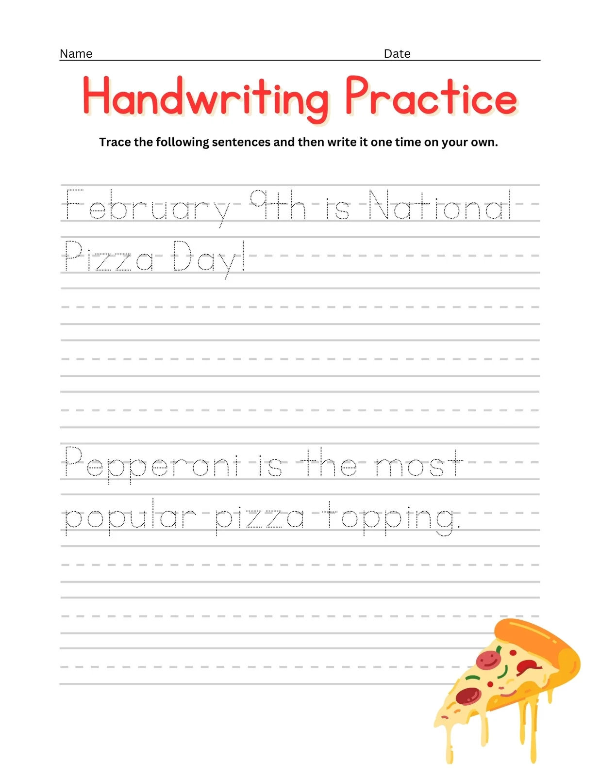 Penmanship Practice For Kids Printables