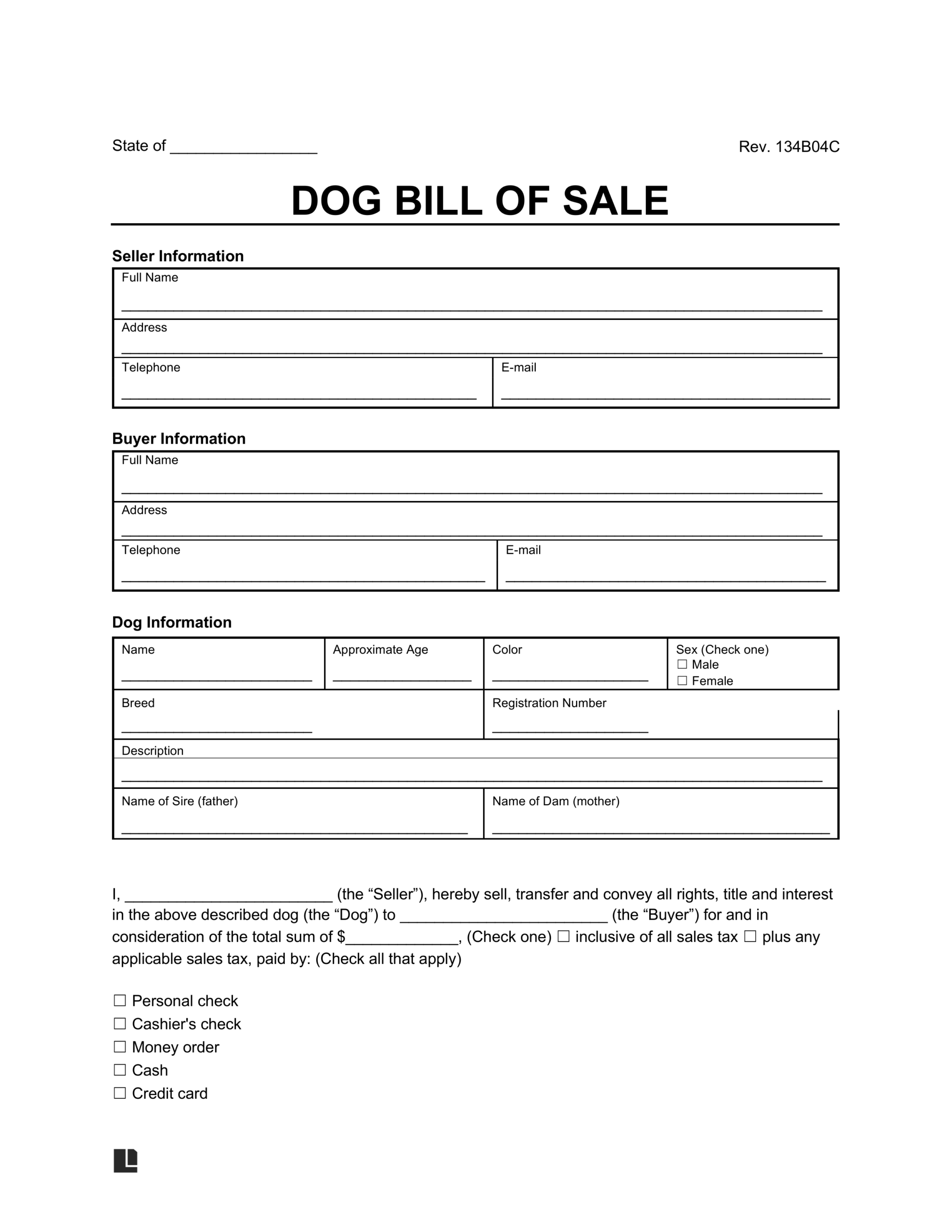 Free Dog Puppy Bill Of Sale Template PDF amp Word