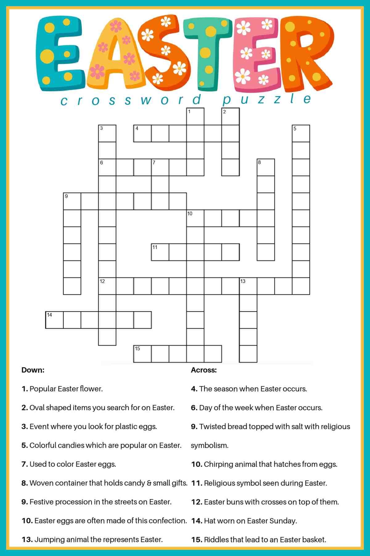 Free Printable Crossword Puzzle Large Print