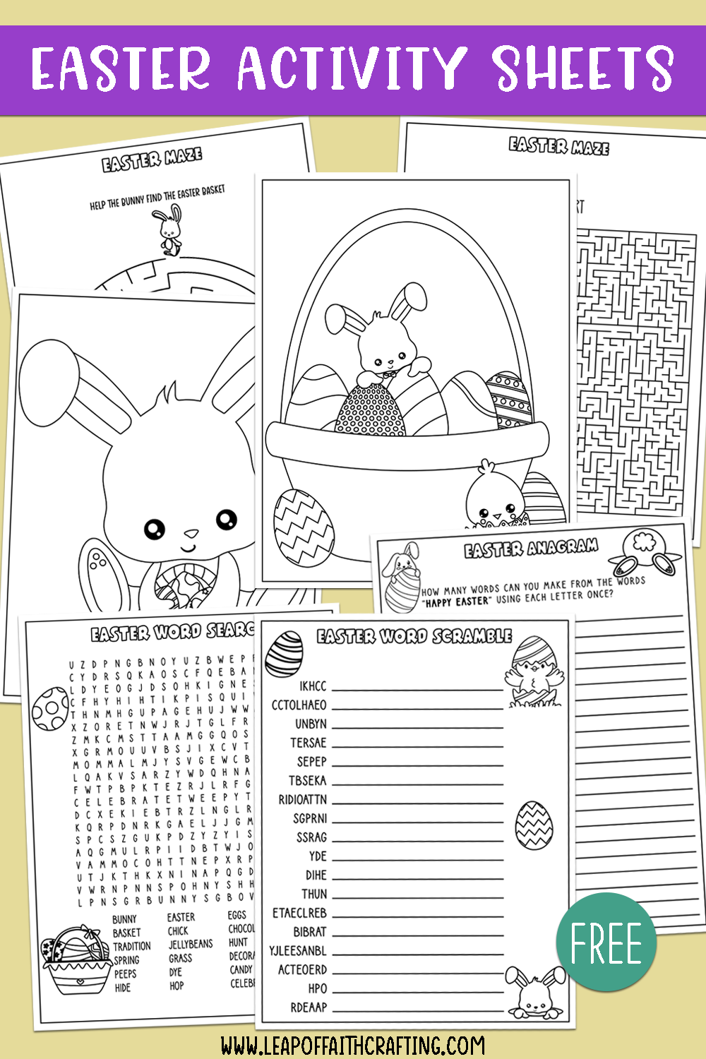 FREE Easter Worksheets PDF Coloring Pages Word Search amp More 
