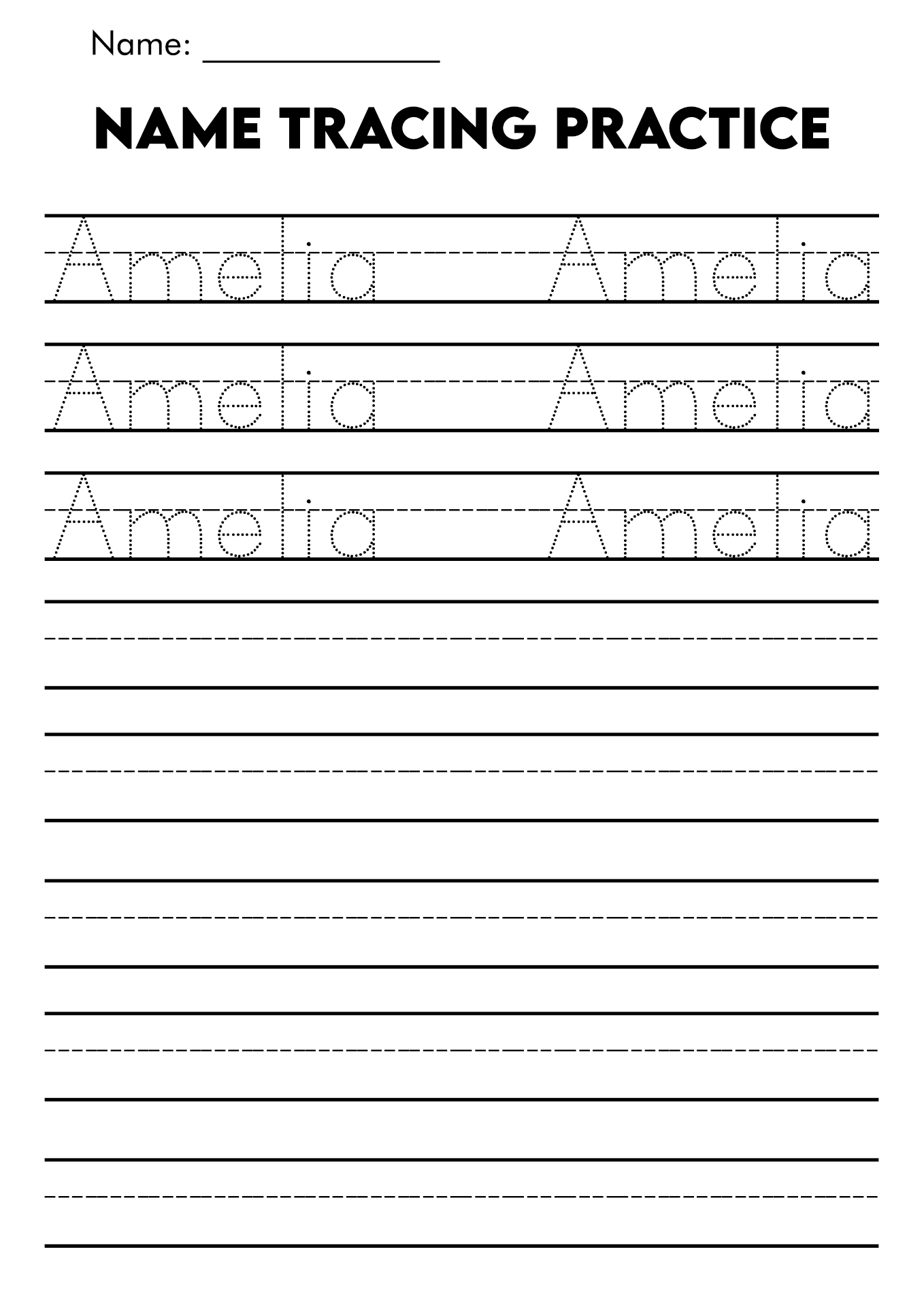 Free Printable Tracing Name Worksheets