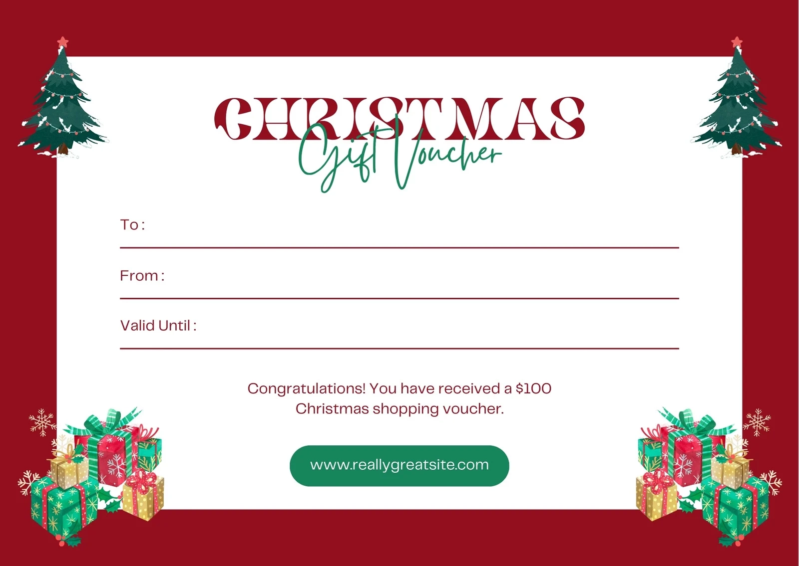 Free Editable Christmas Present Gift Certificate Template 