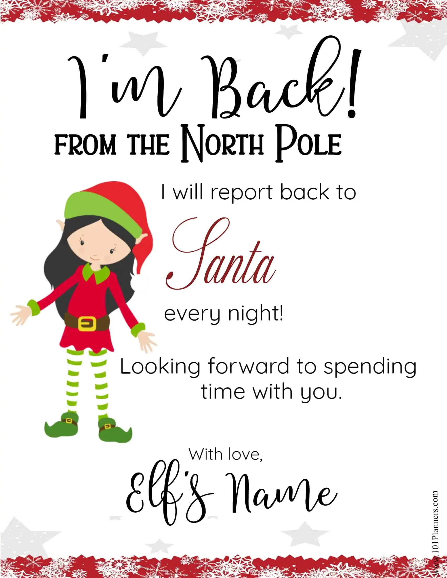 Free Printable Blank Elf On The Shelf Letter Template