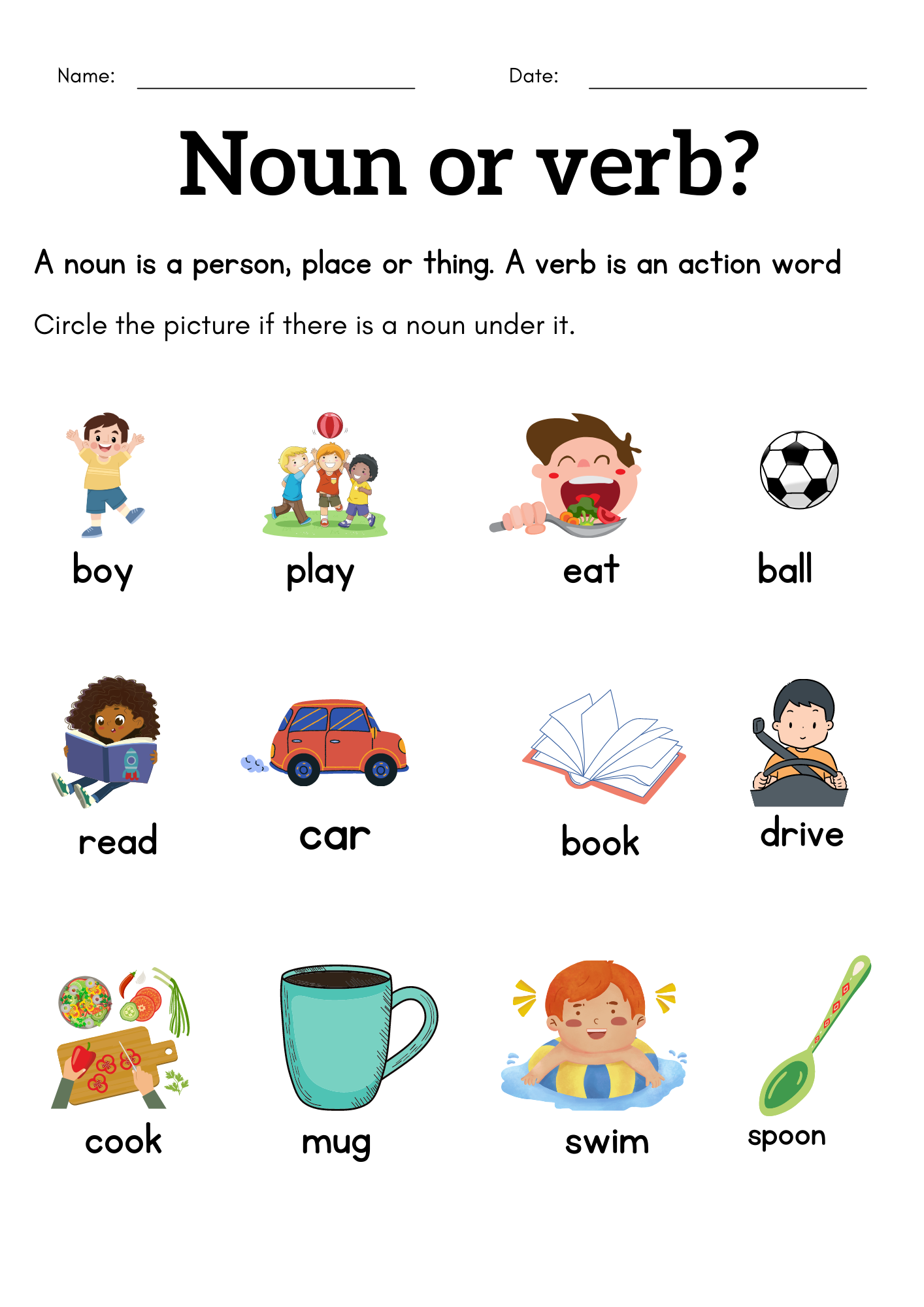 Free English Nouns And Verbs Worksheet Download Free English 