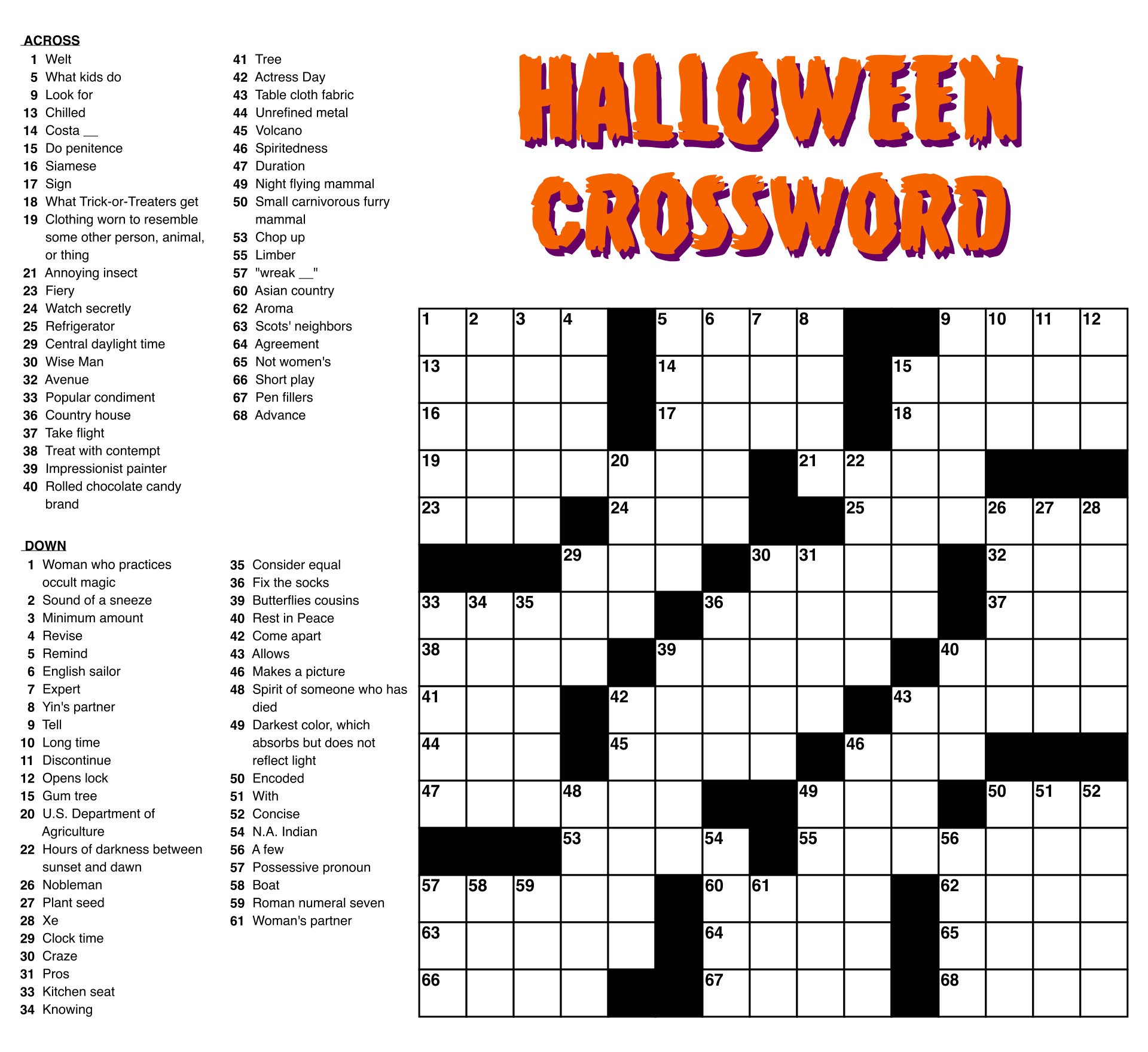 Crossword Puzzles Free Printable Medium