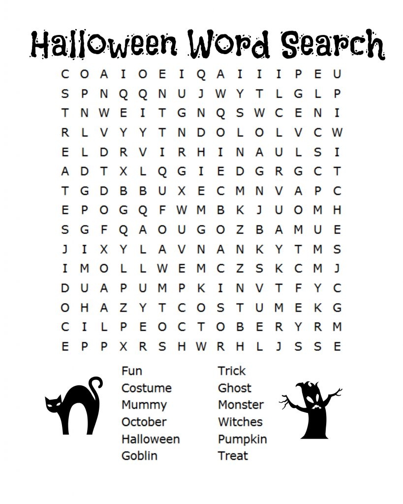 Halloween Word Search Free Printable