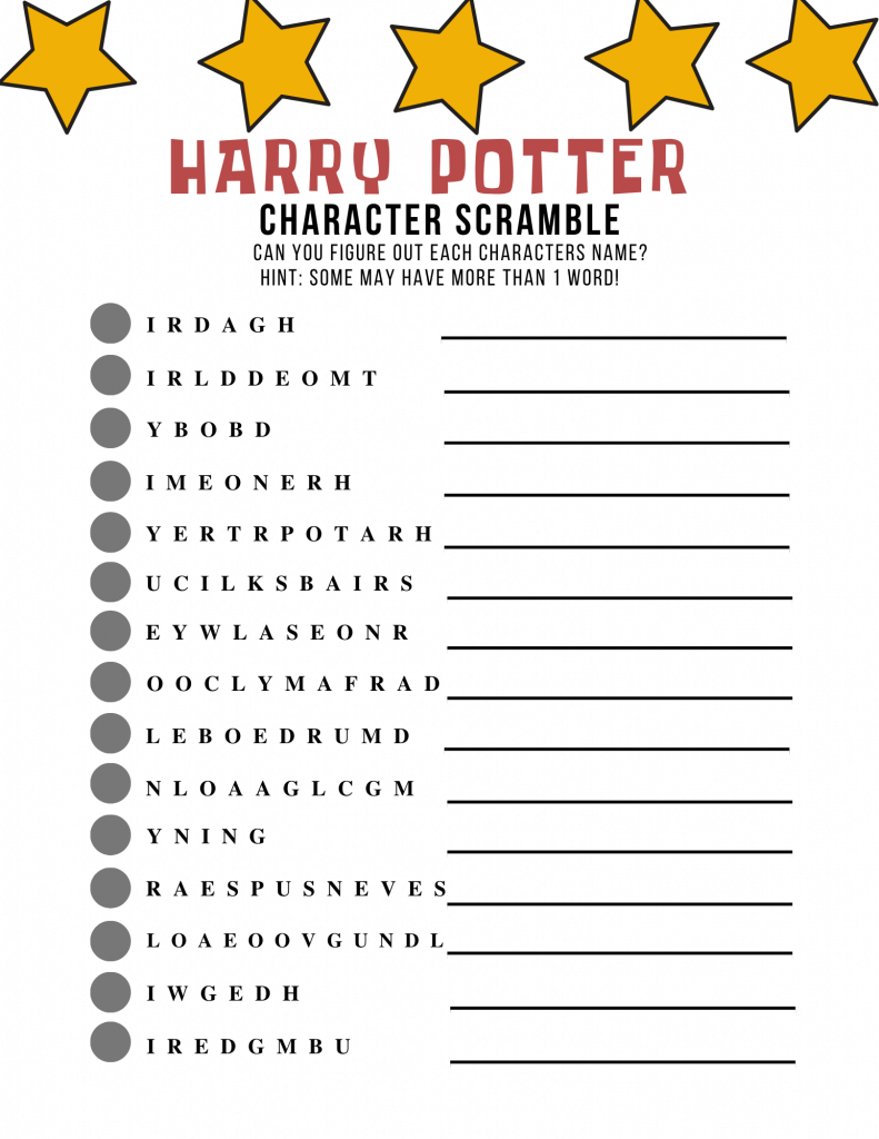 Free Harry Potter Printable Games A Magical Addition To Family 