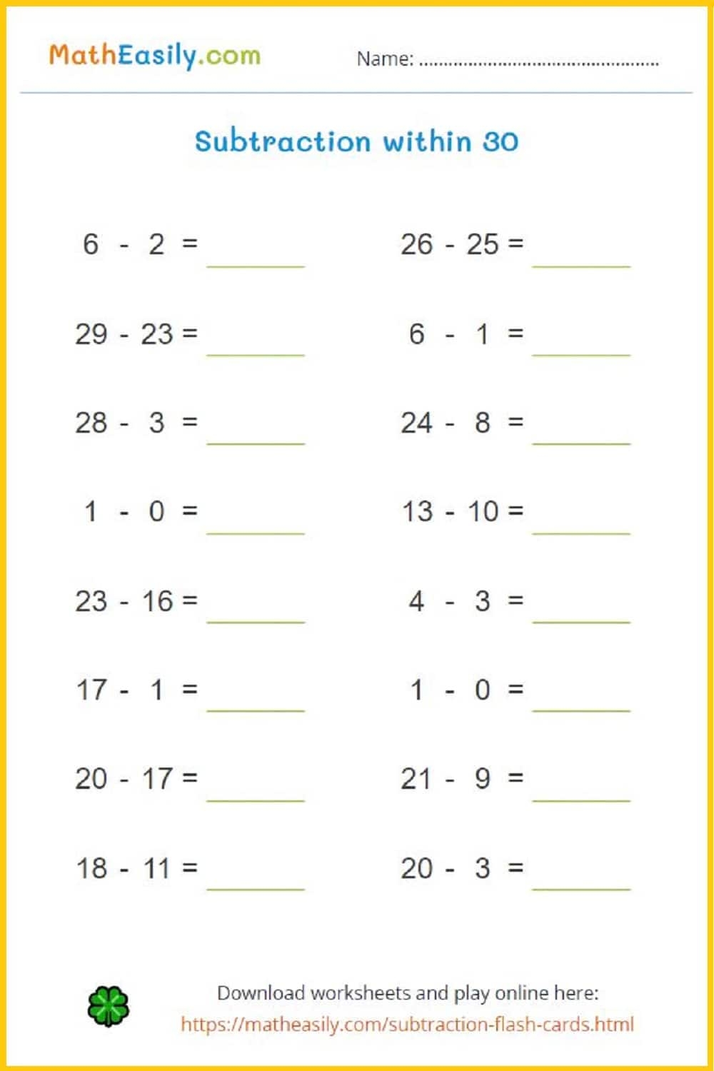 Maths Printable Worksheets Free