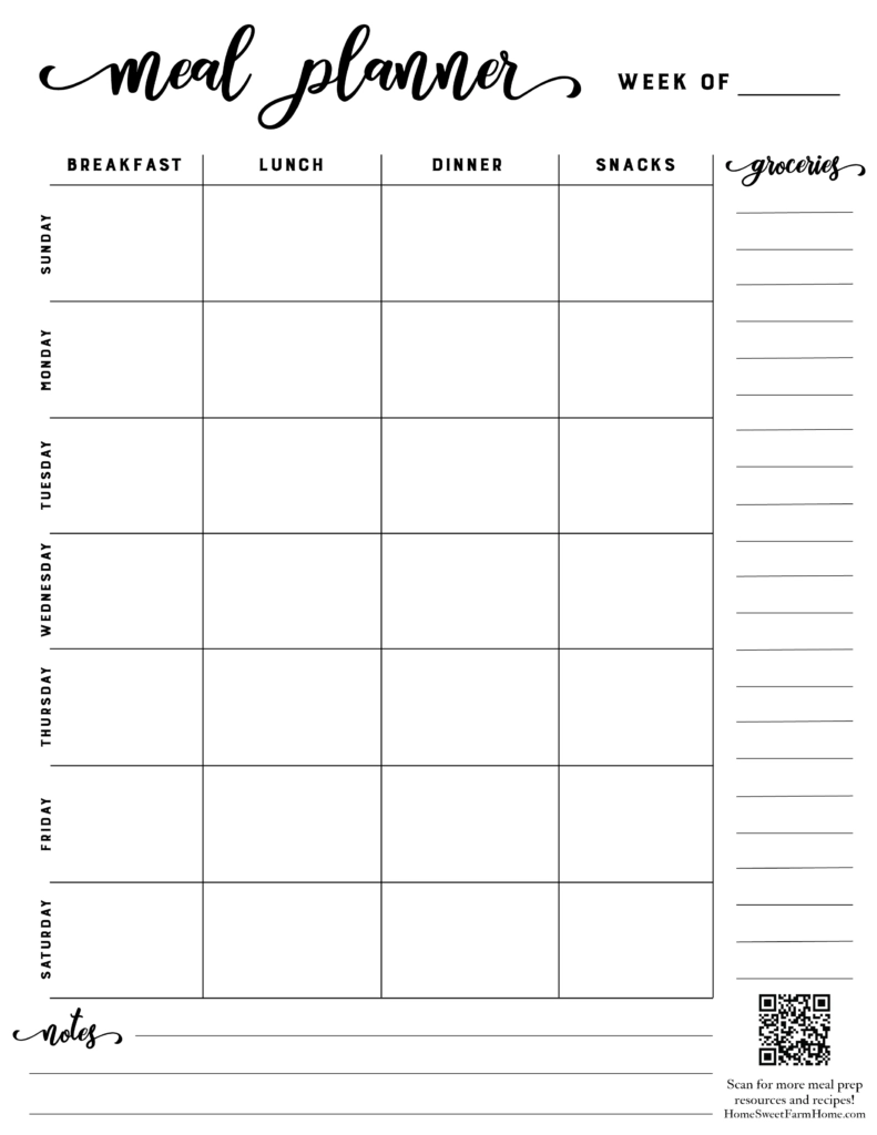 Printable Meal Plan Template