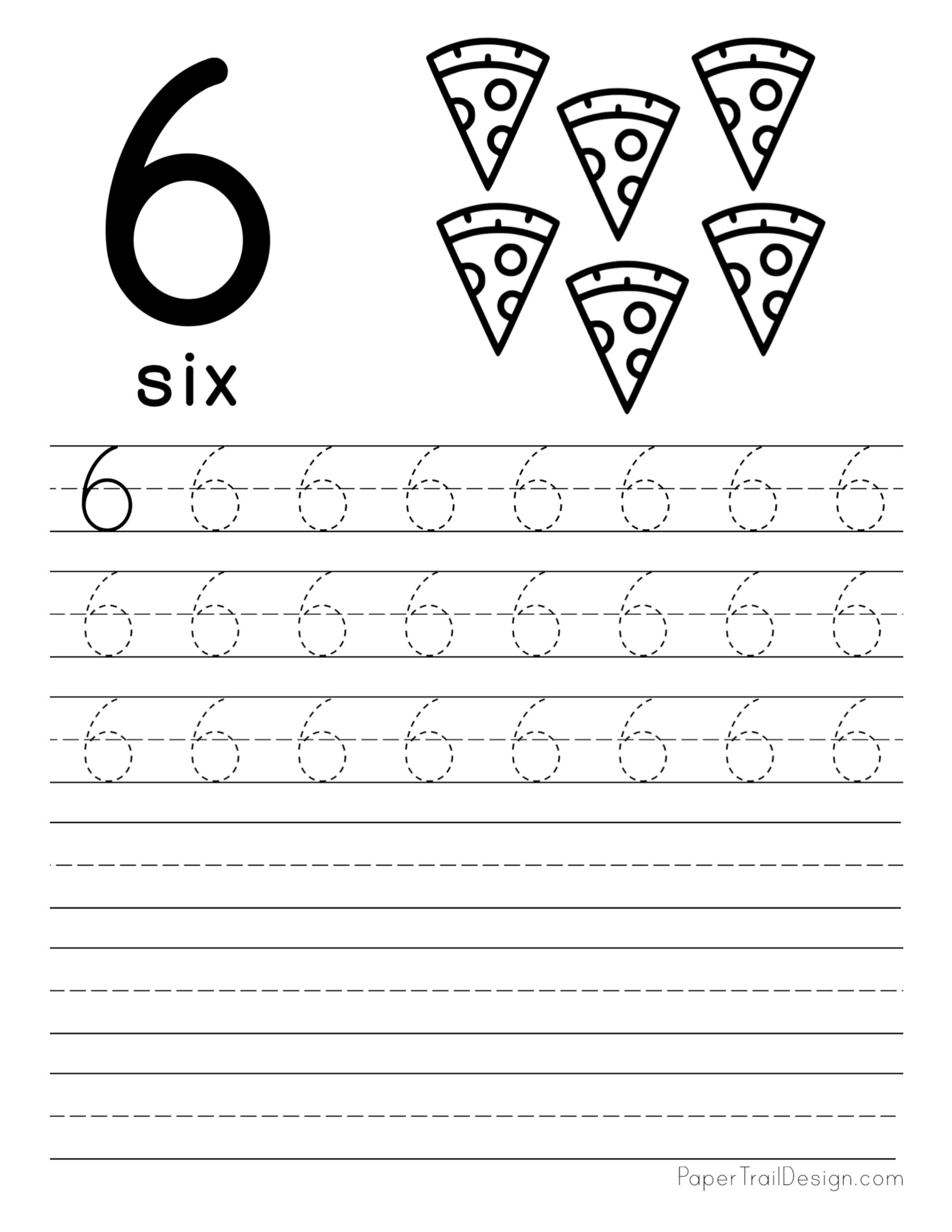 Tracing Number 6 Printable