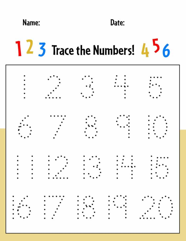 Number Tracing Worksheets Printable 1 20 Free