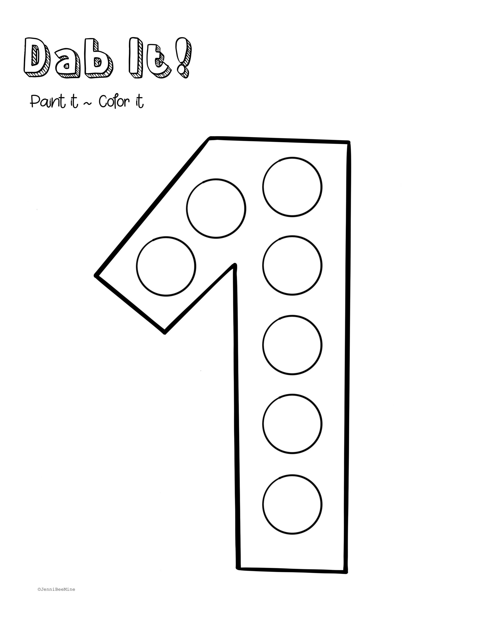 Number 1 Template Printable