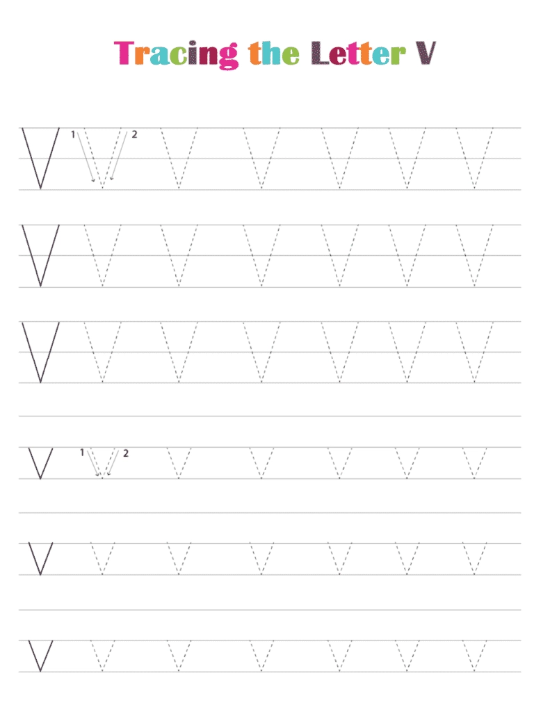 Free Printable Letter V Tracing Worksheets