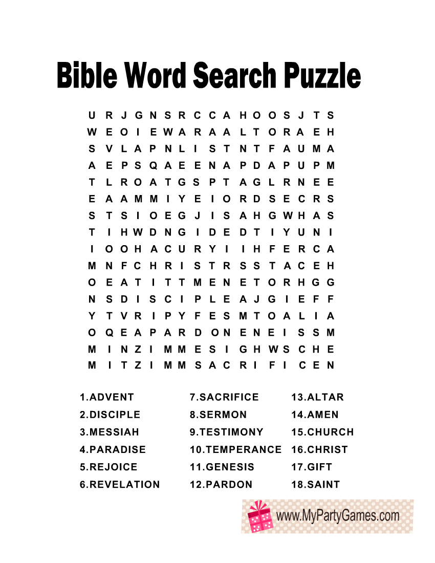 Church Word Search Puzzles Printable