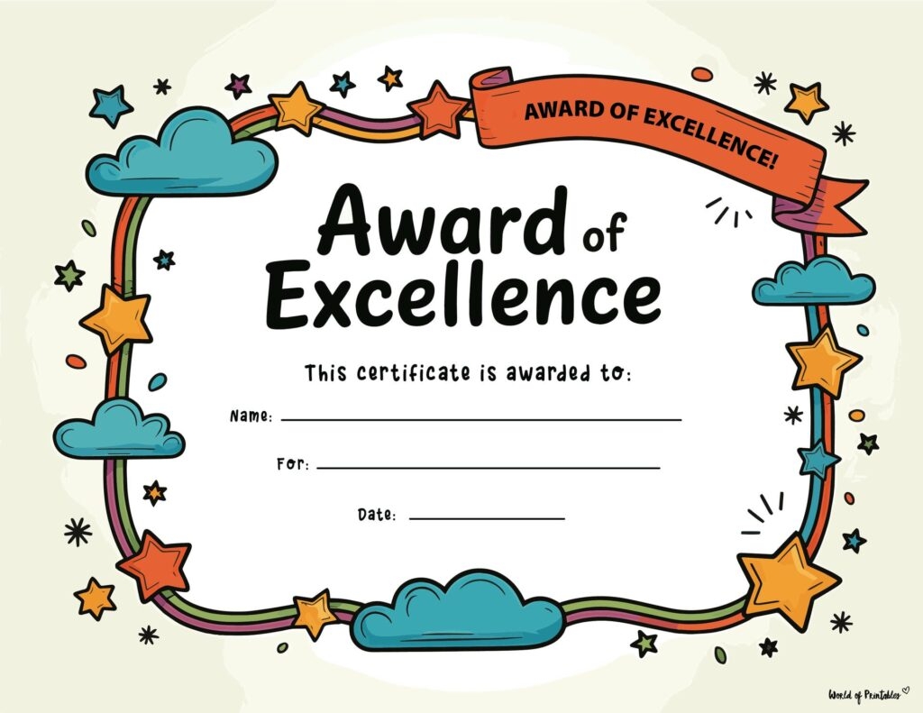 Free Printable Certificate Of Achievement Templates For Kids 