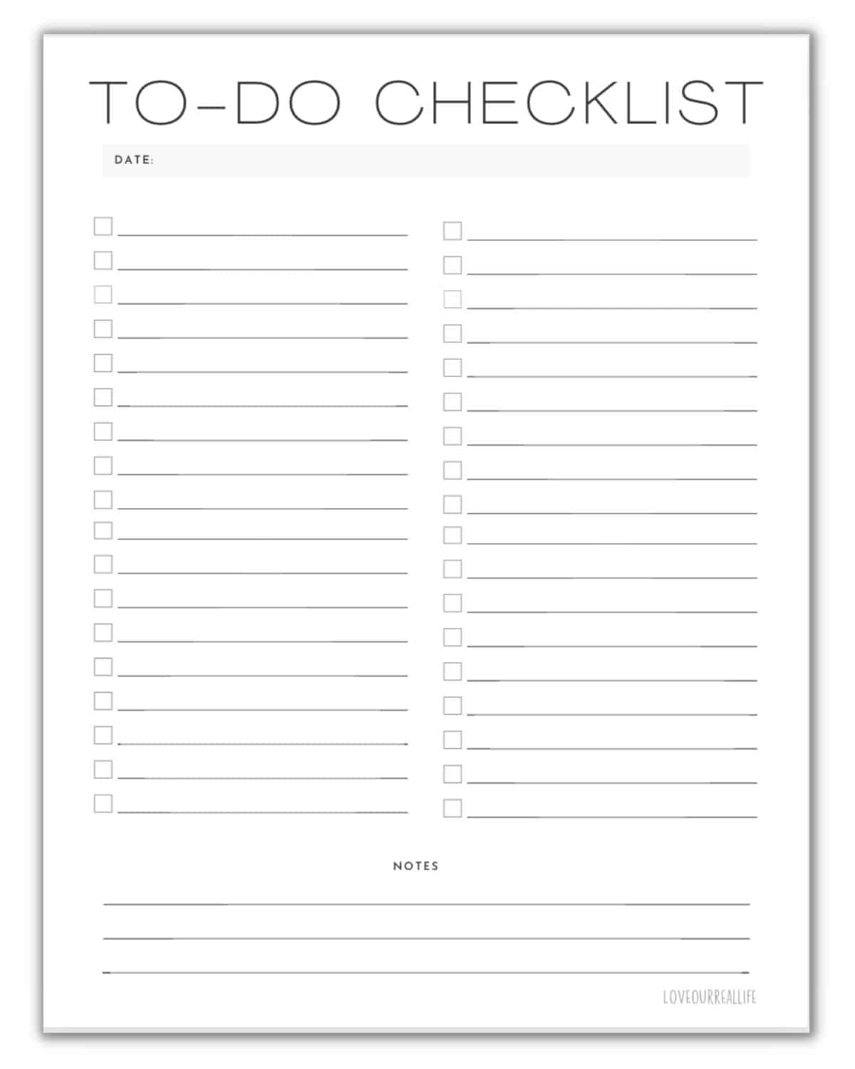 Free Printable Checklist Template