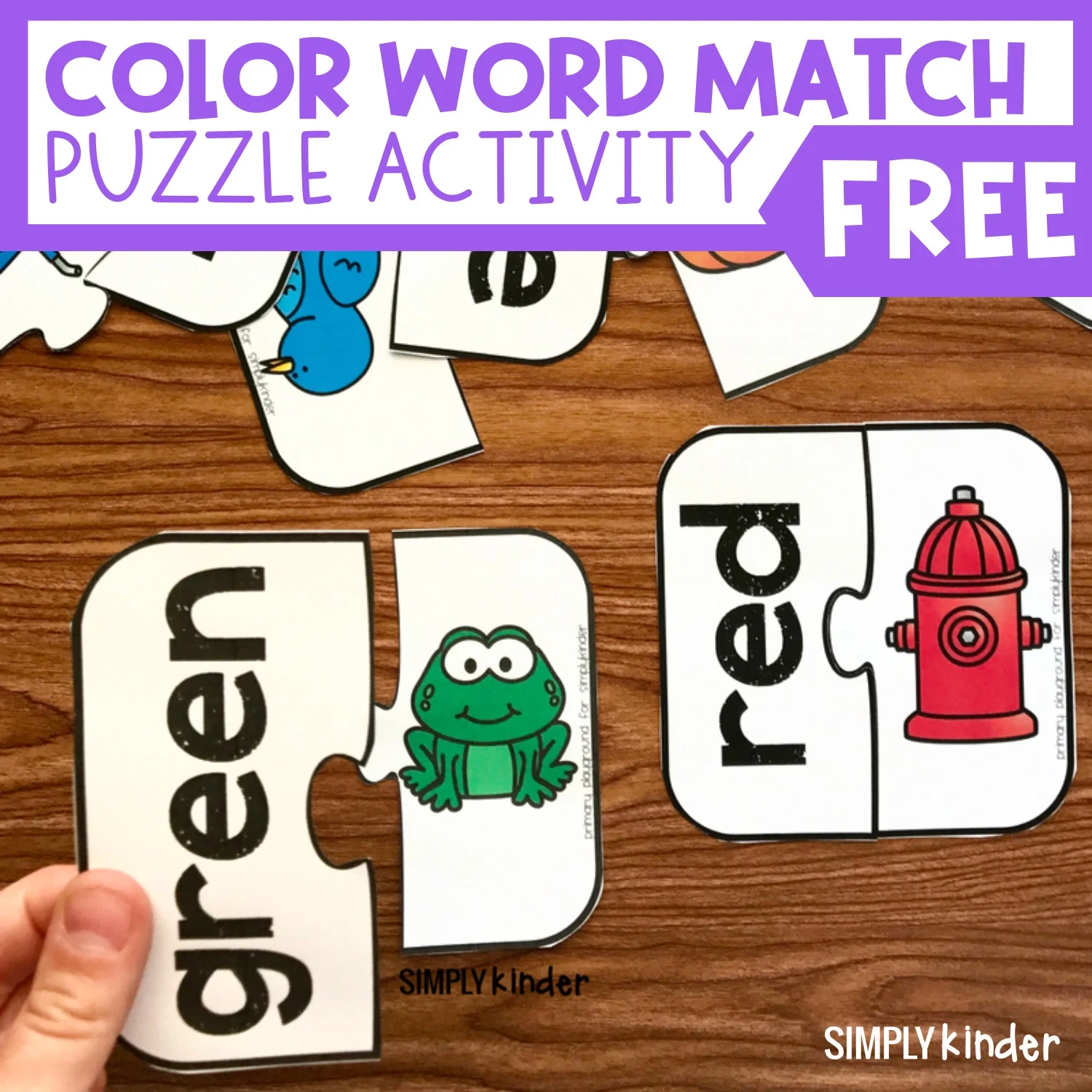 Free Printable Color Word Match Puzzles Simply Kinder