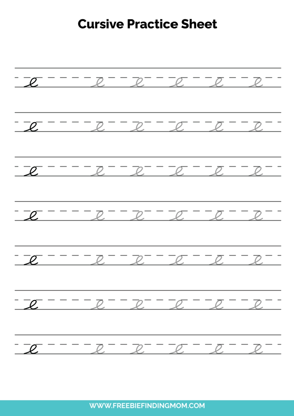 Free Printable Cursive Alphabet Practice Sheets Lowercase E