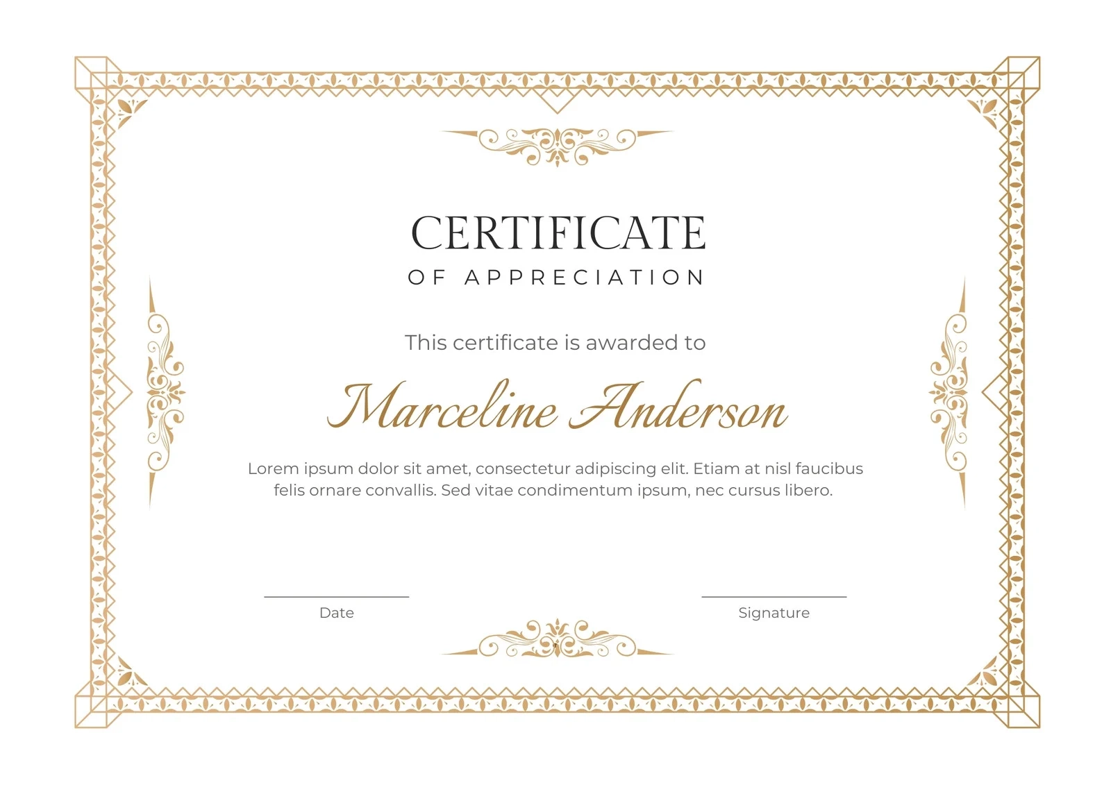 Free Printable Customizable Recognition Certificate Templates 