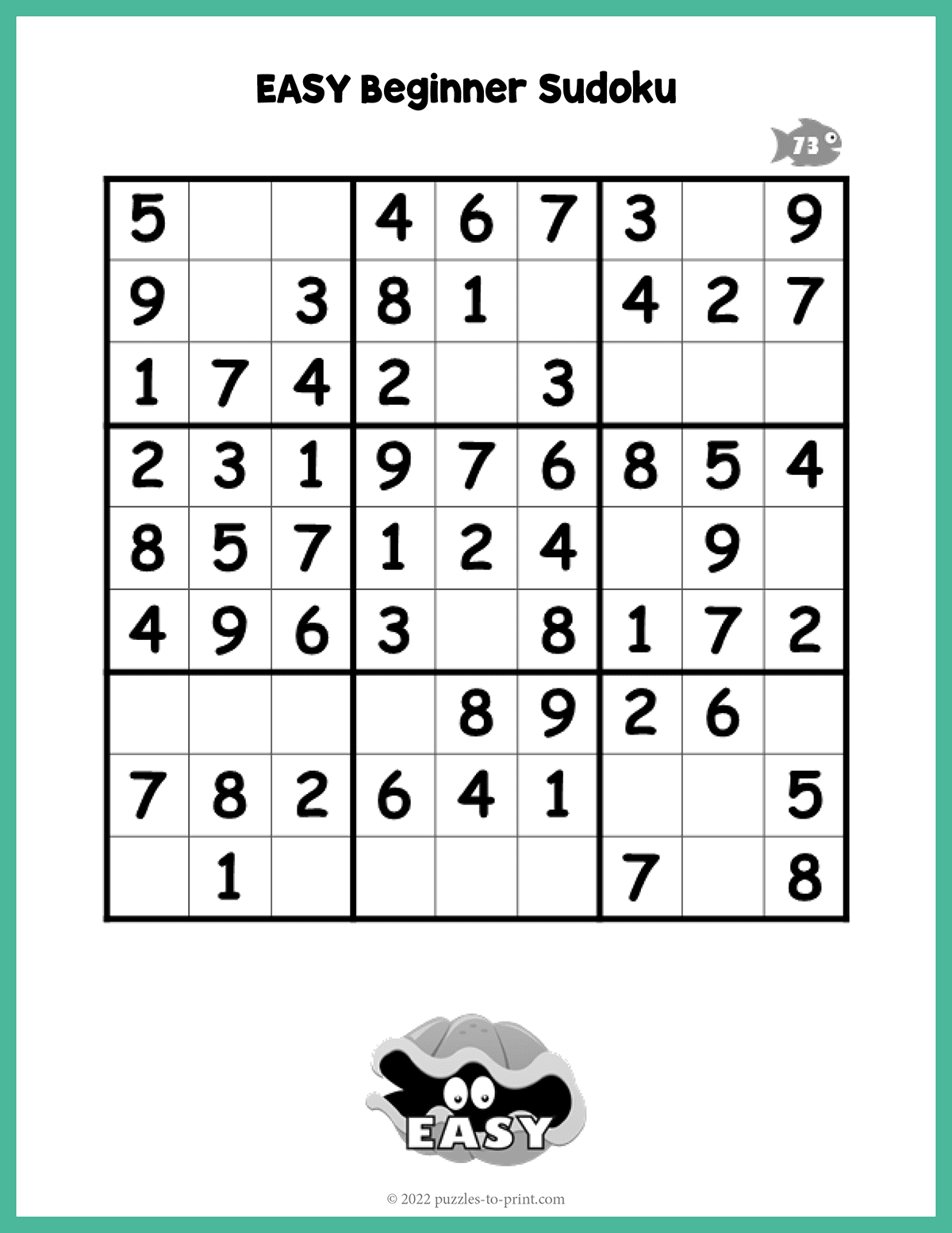 Beginner Sudoku Puzzles Printable