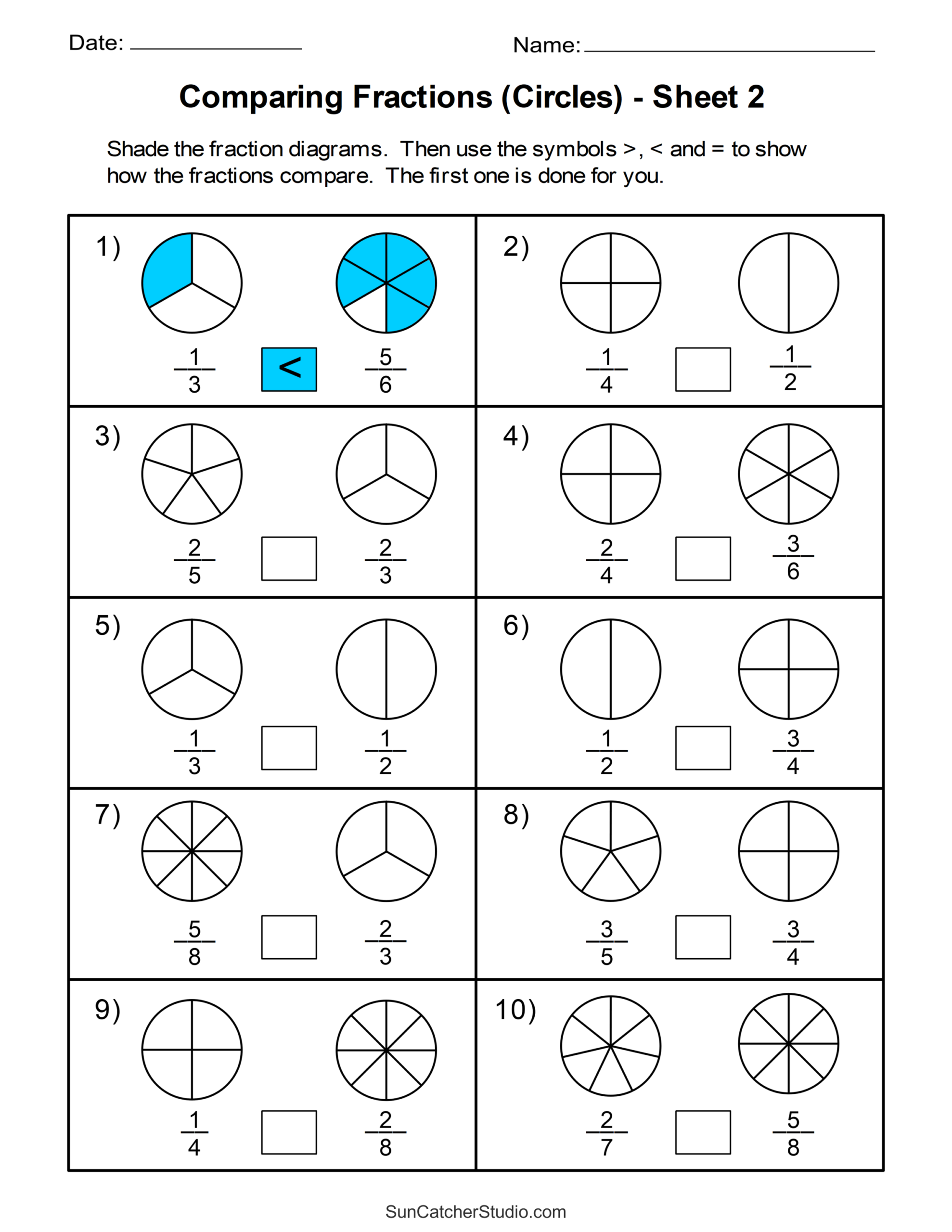 Free Printable Beginner Fraction Worksheets