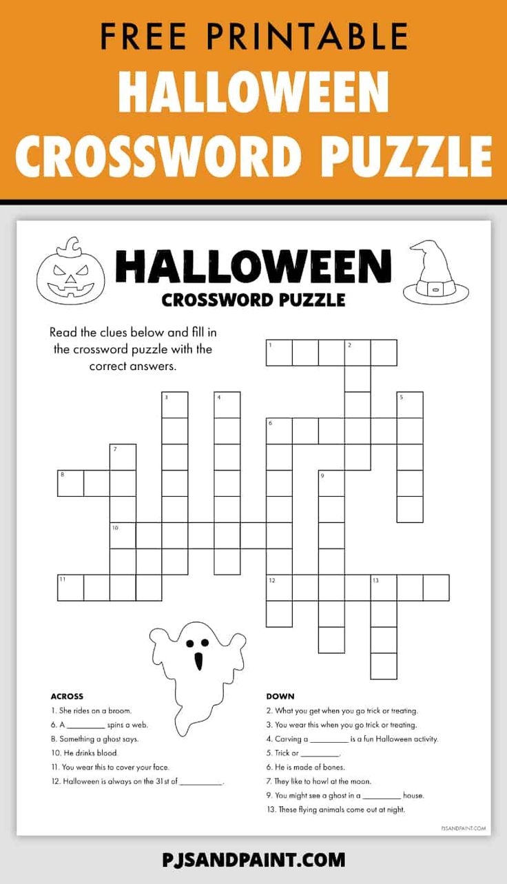 Free Printable Crossword Puzzles Halloween