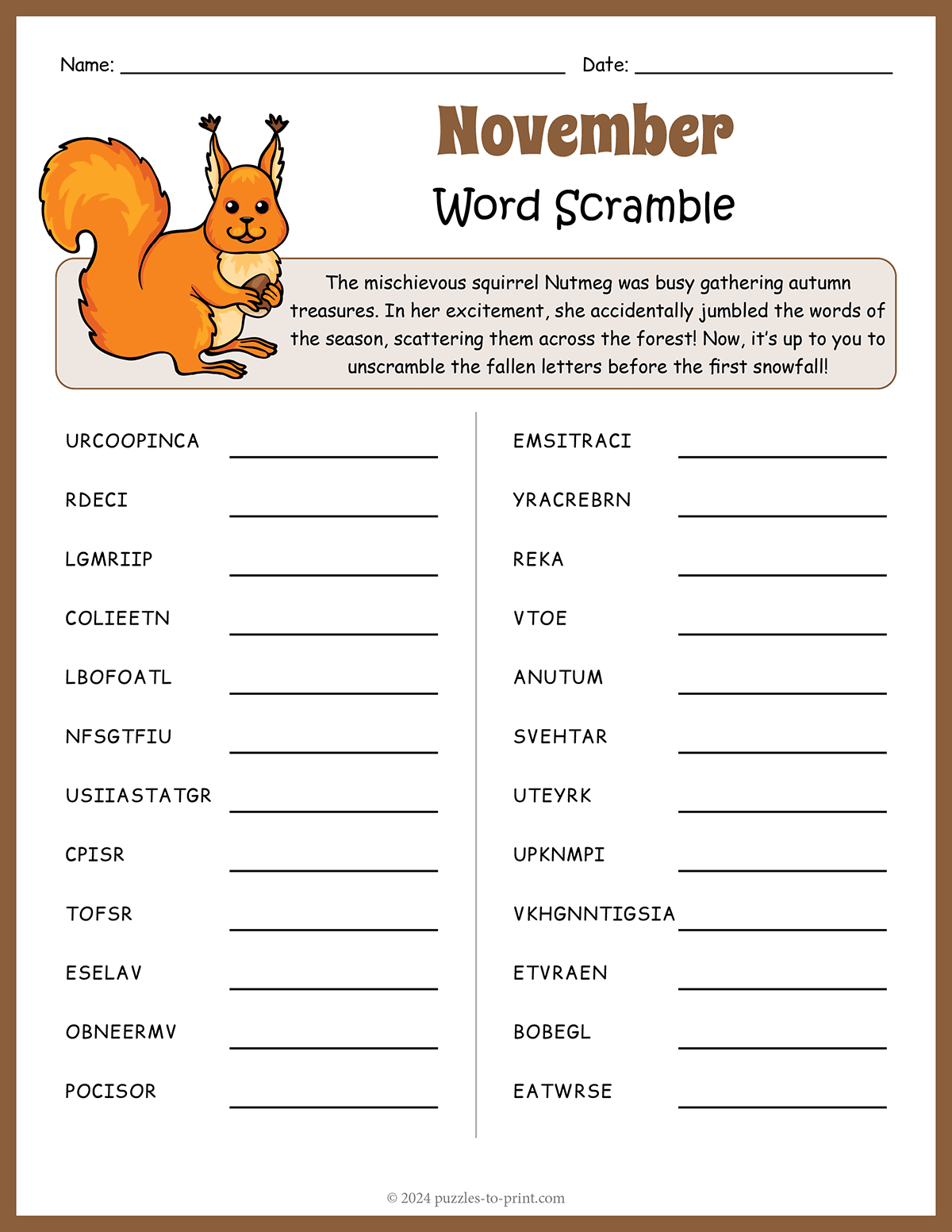 Jumble Word Puzzles Free Printable