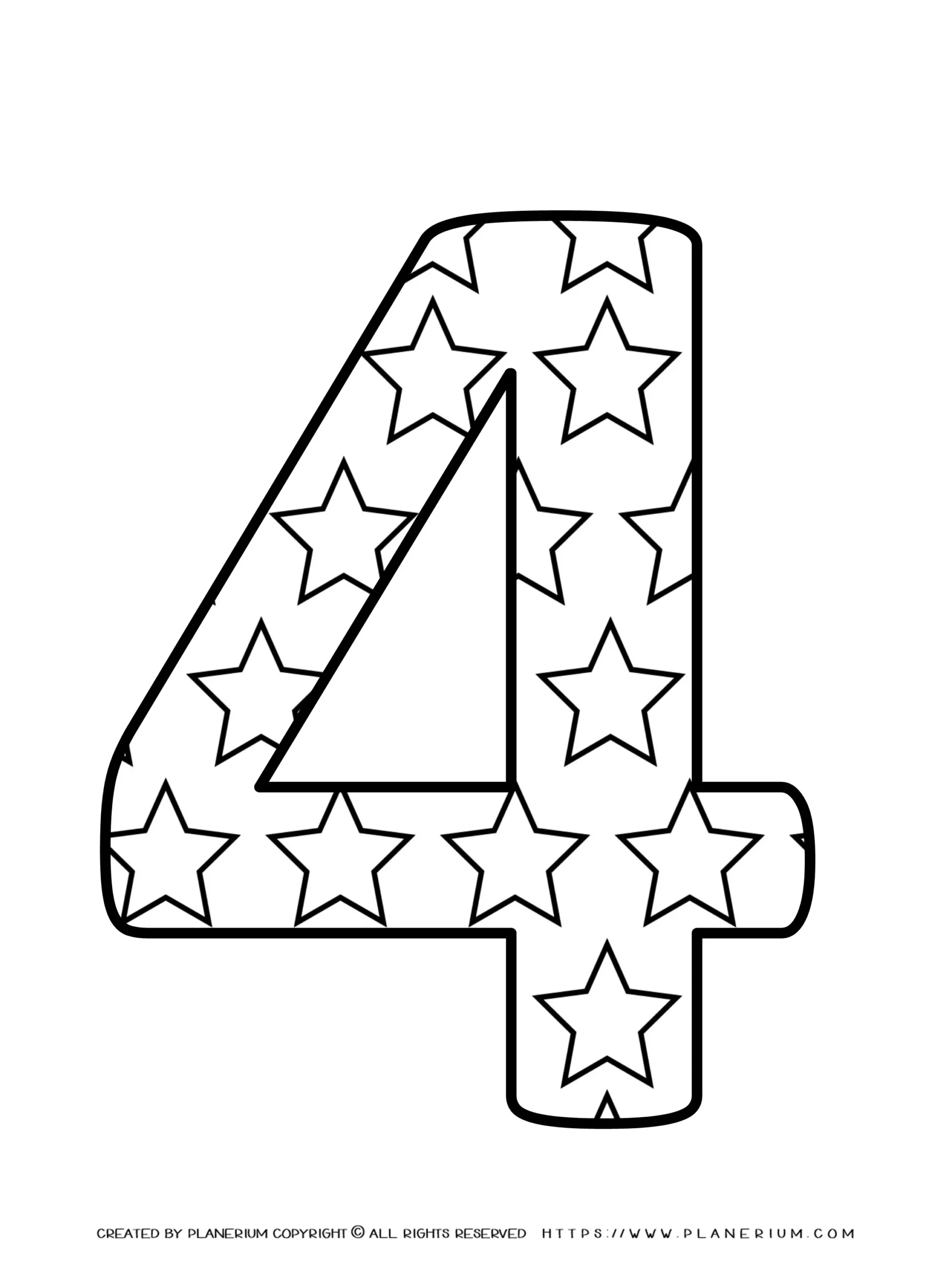 Free Printable Number 4 Coloring Page For Kids