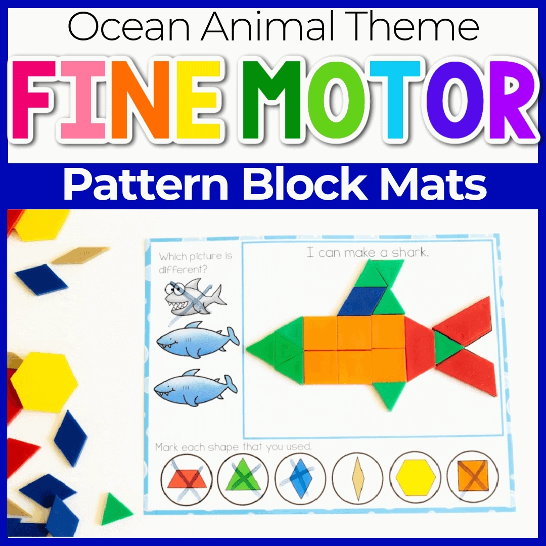 Free Printable Ocean Animal Pattern Block Mats For Kids