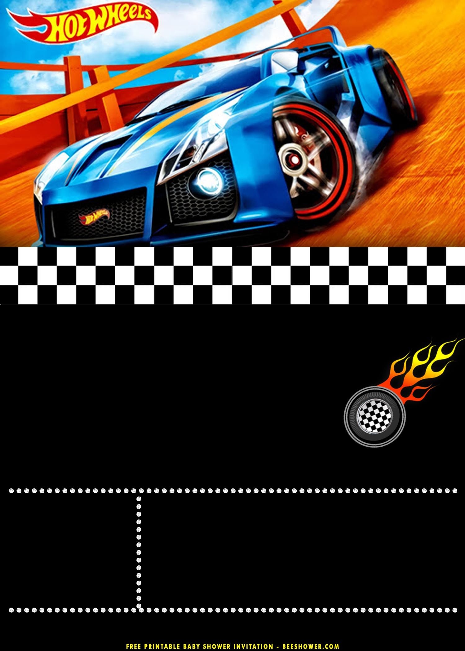FREE Printable Super Cool Hot Wheels Birthday Invitation Templates