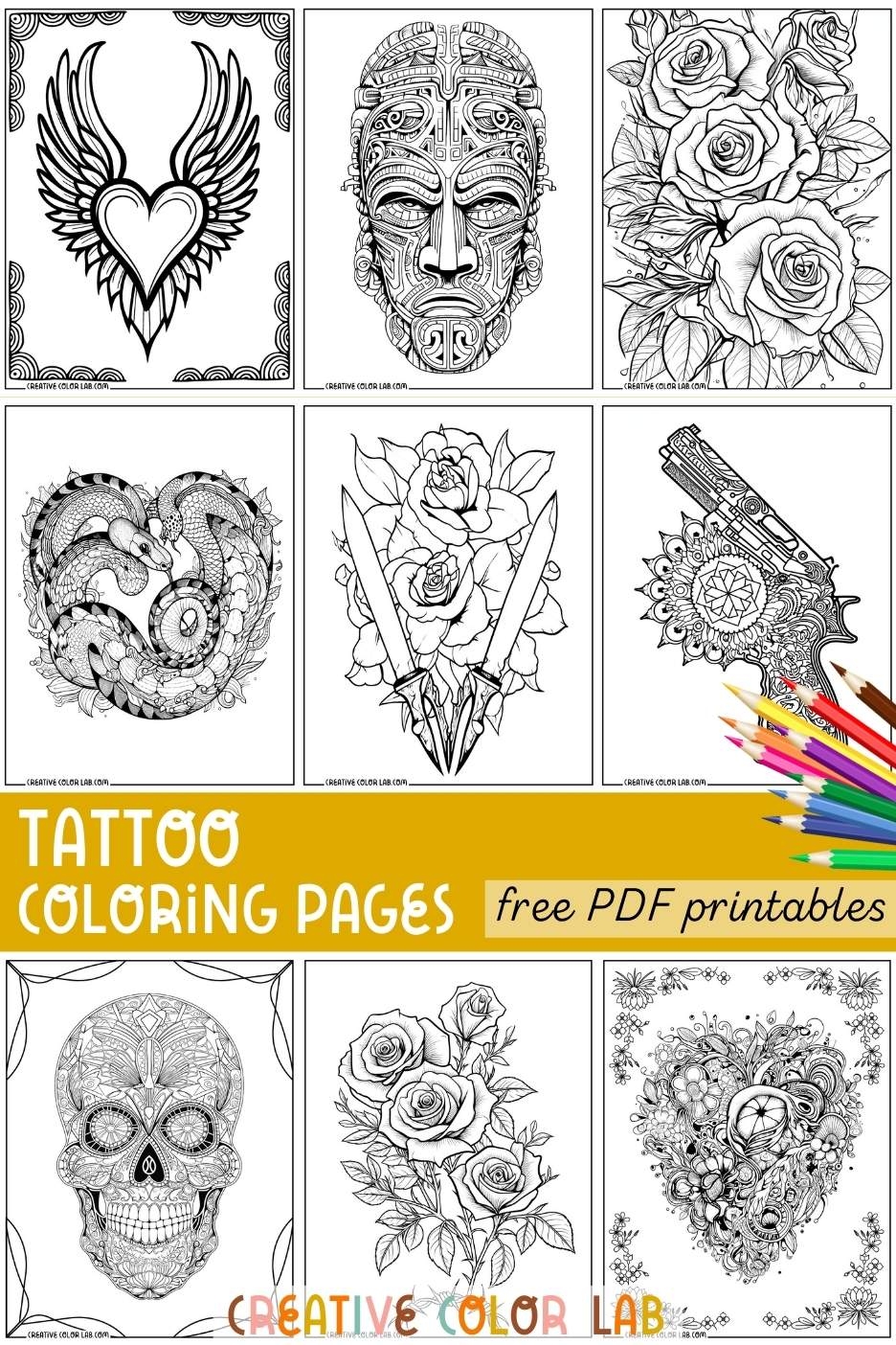 Tattoo Coloring Sheet Printable