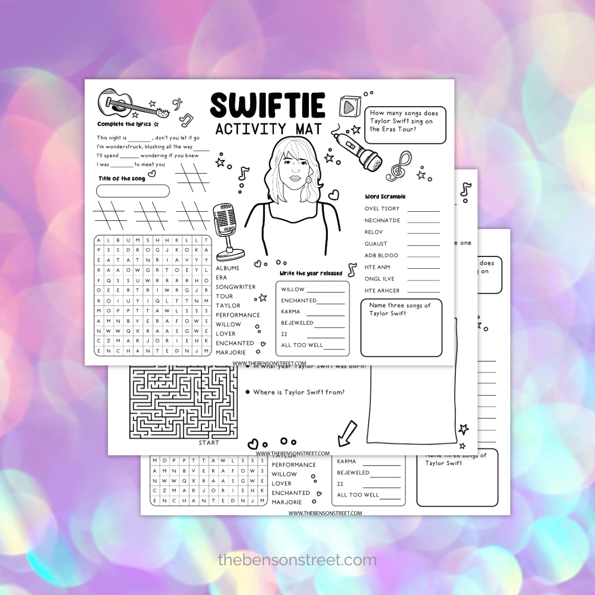 FREE PRINTABLE Taylor Swift Activity Mats For Swiftie Fun The 