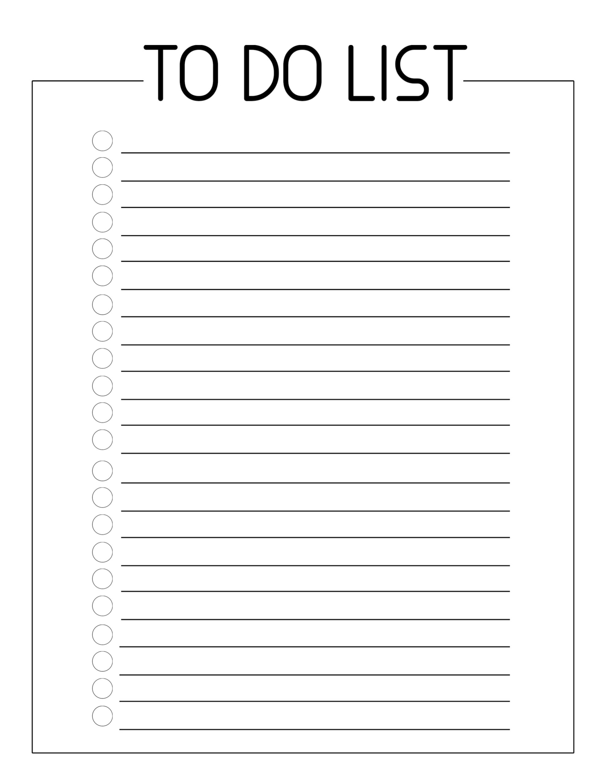 Free Printable To Do Checklist Template