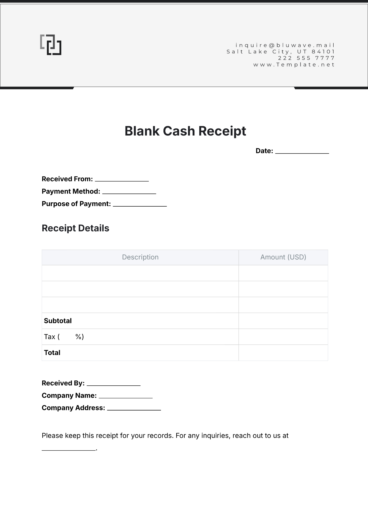 Free Receipt Templates Editable And Printable