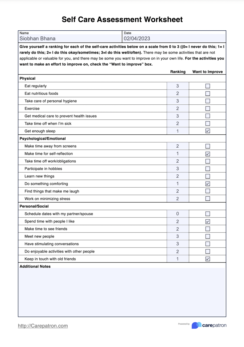 Free Self Care Assessment Worksheet Download Free Self Care 