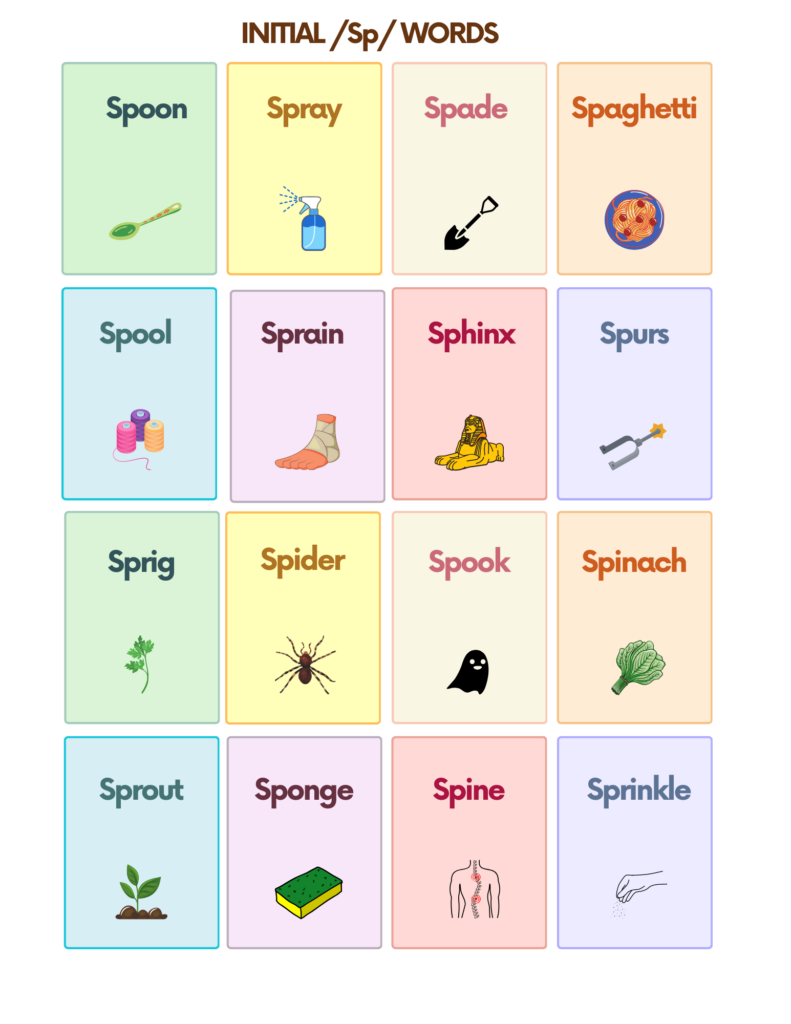 Free SP Sound Articulation Words Flashcards For Speech Therapy 