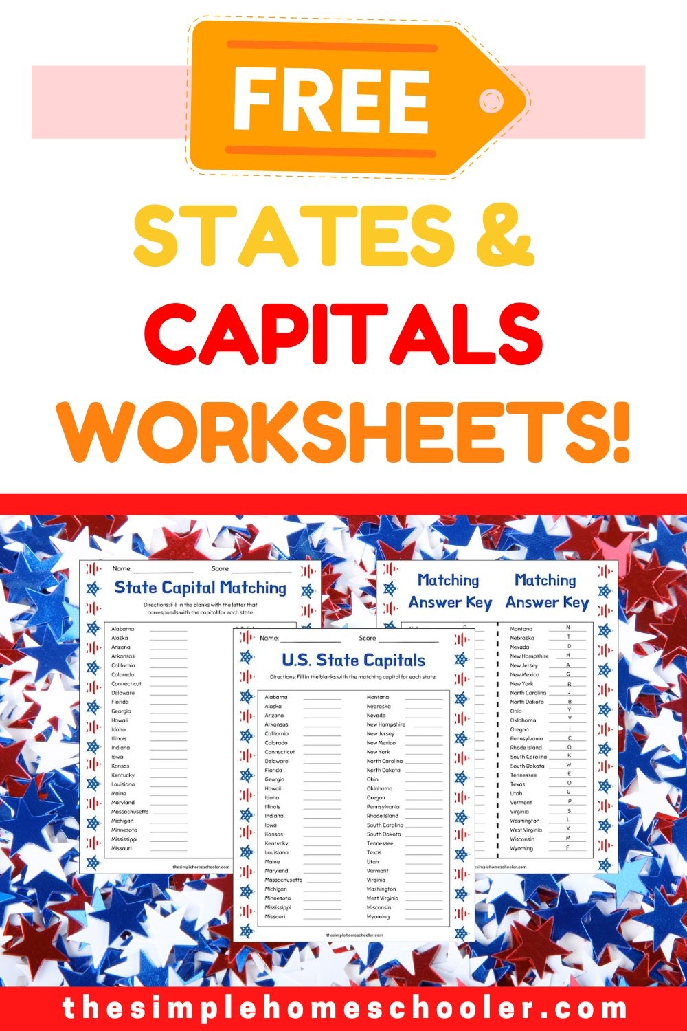 State And Capital Worksheets Printable Free