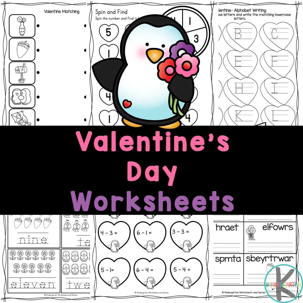  FREE Valentines Day Math Worksheets For Kindergarten