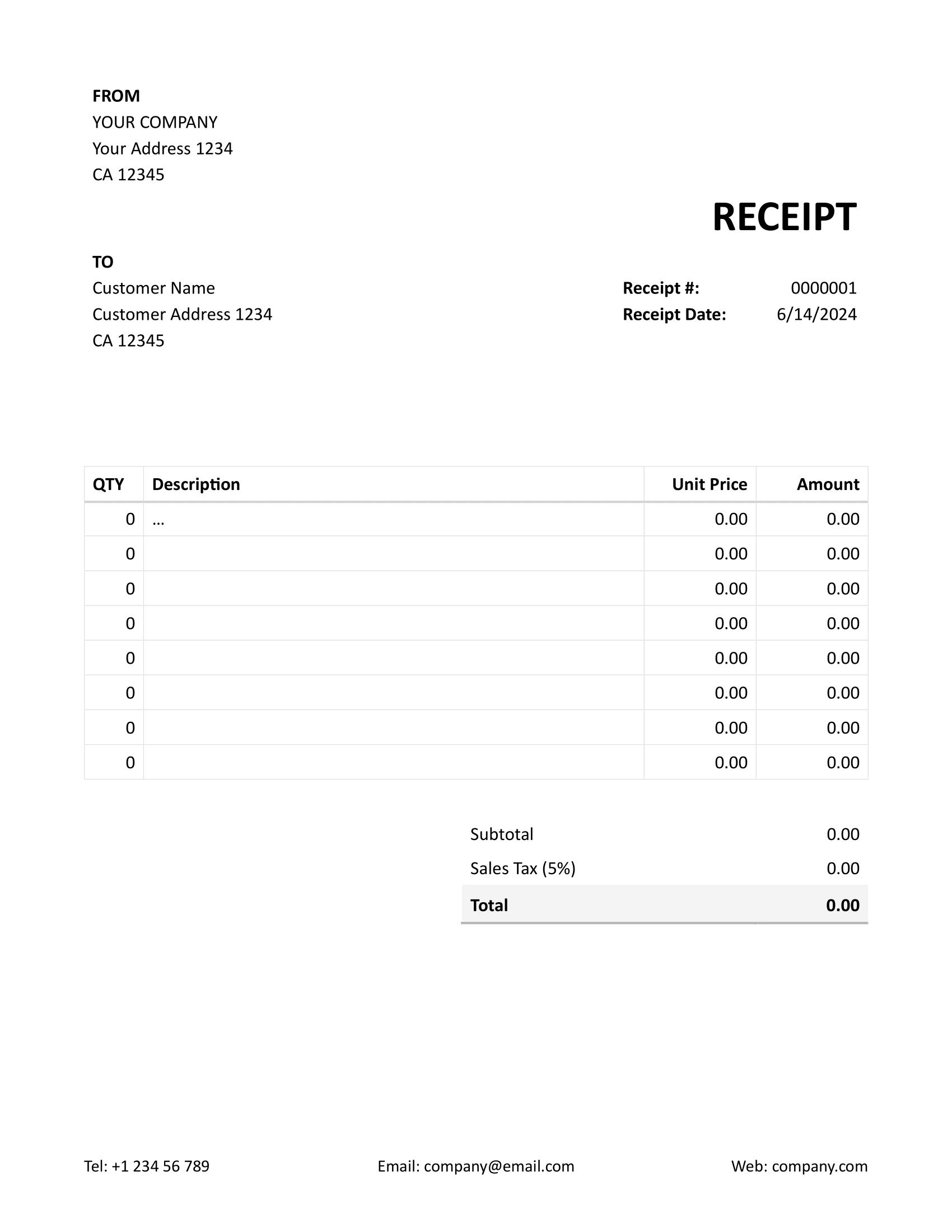 Free Printable Receipts Templates