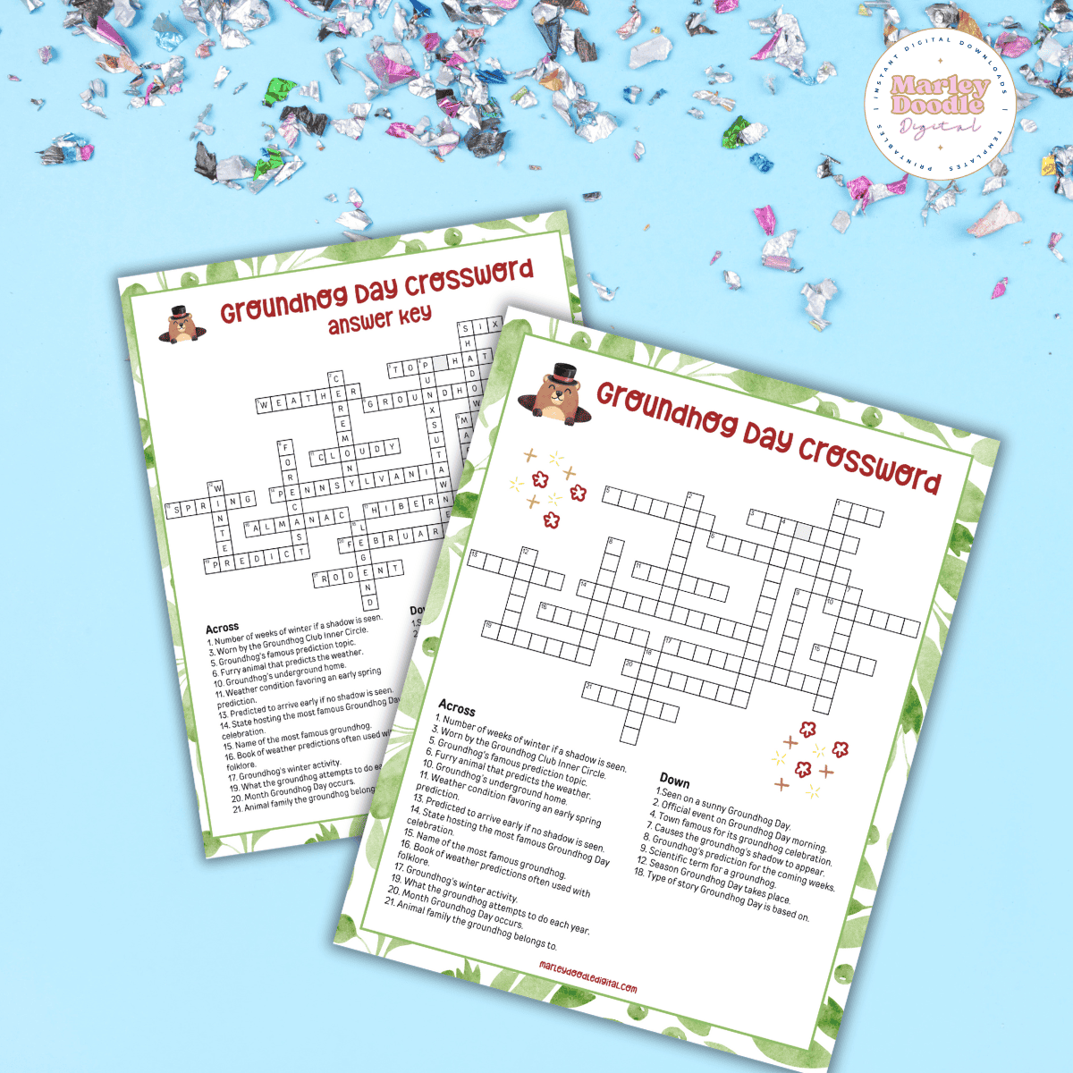Groundhog Day Crossword Puzzles Printable