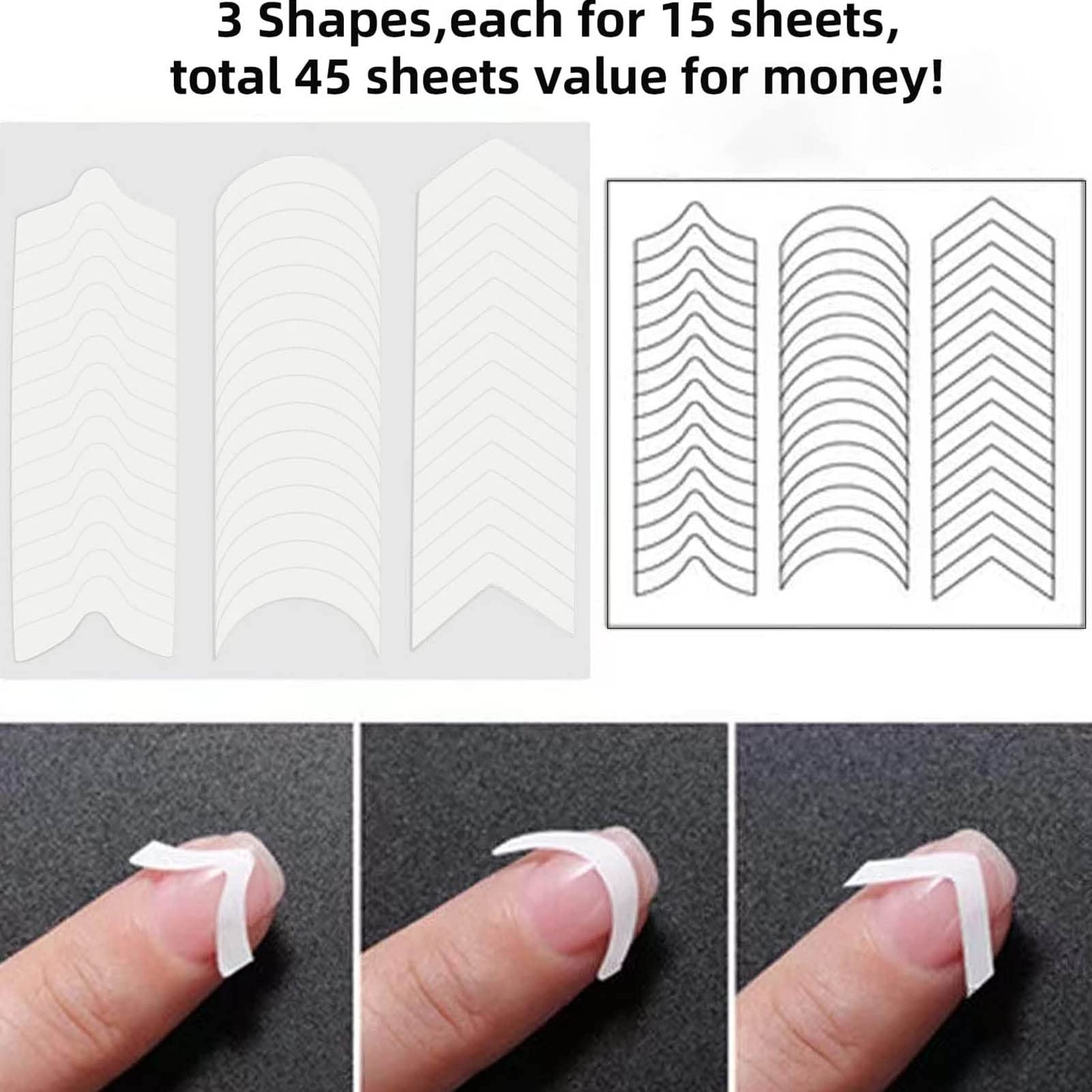 Gavigain 45 Blatt French Manicure Nail Art Sticker Nail Art Tips 