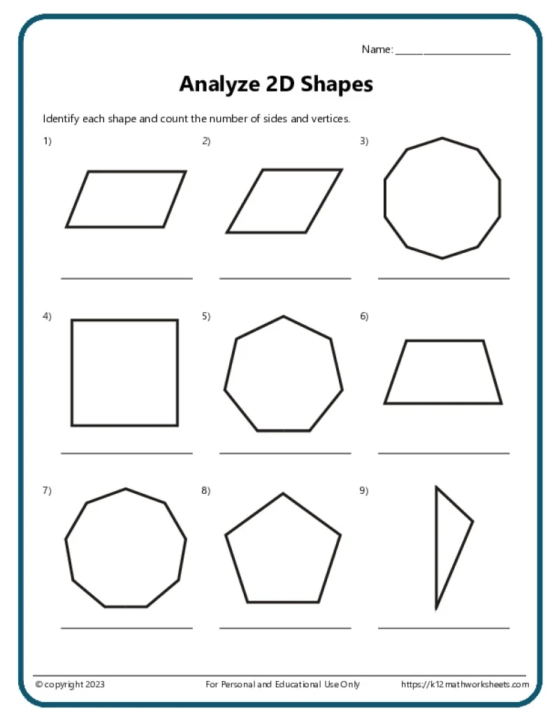 6th Grade Math Worksheets Printable Geometry