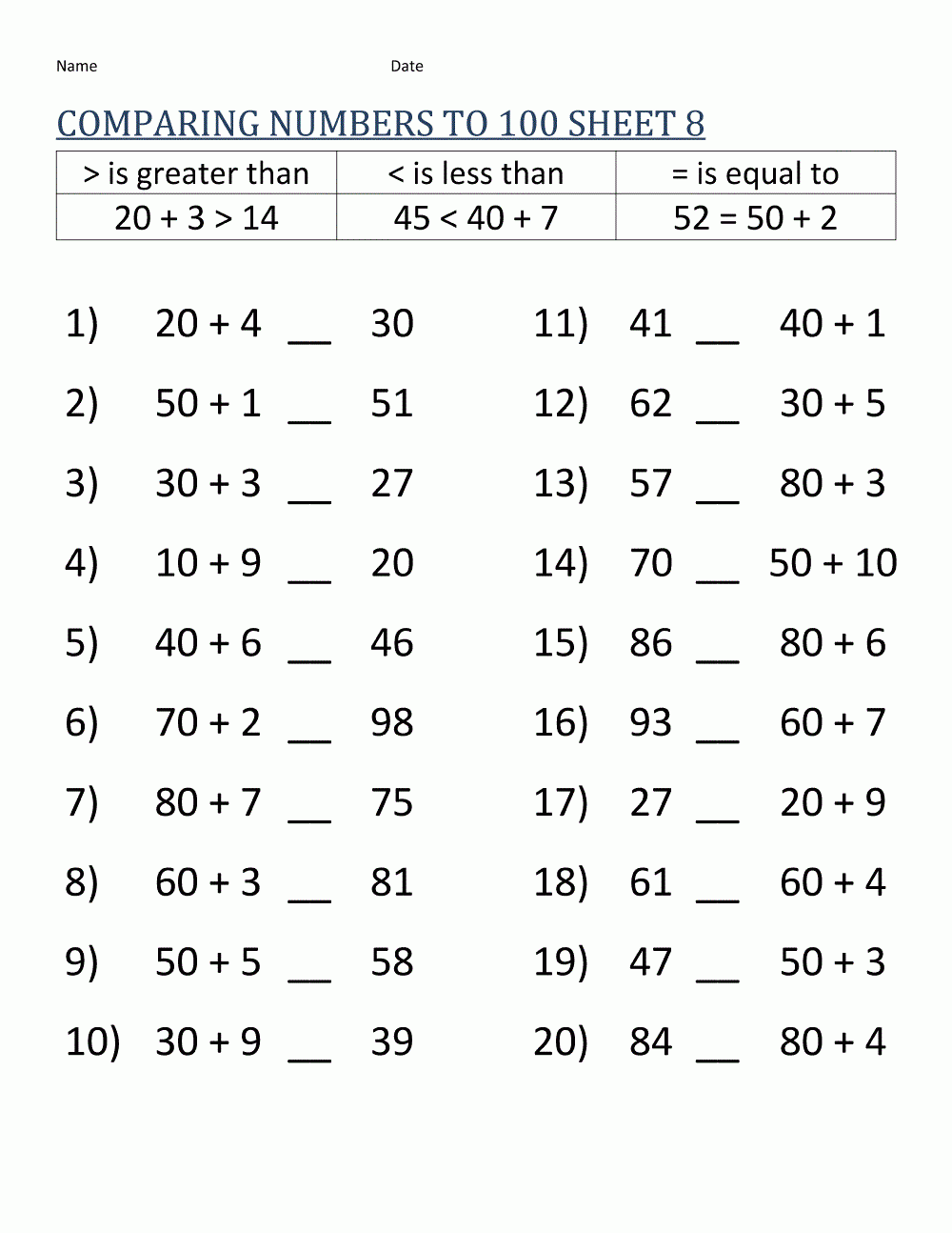 Free Printable 8th Grade Math Worksheets