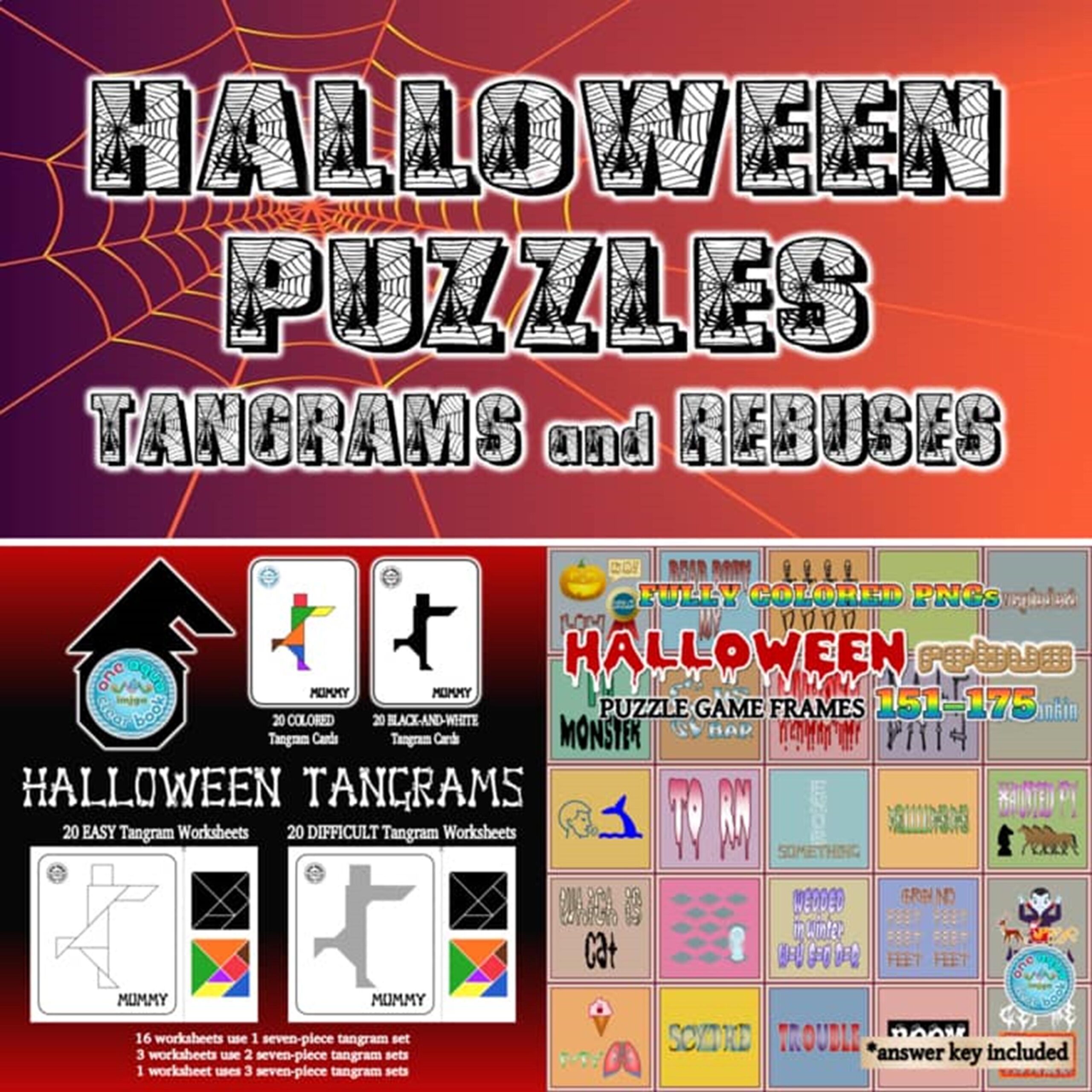 Halloween Puzzles Tangrams And Rebuses Etsy